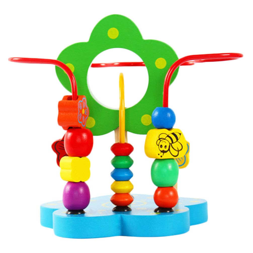Balacoo Wooden Bead Maze Roller Toy - Educational Circle Bead Activity for Kids, Early Learning & Development Toy - Perfect Gift for Children's Birthday & Montessori Classroom (Mushroom & Flower Design)