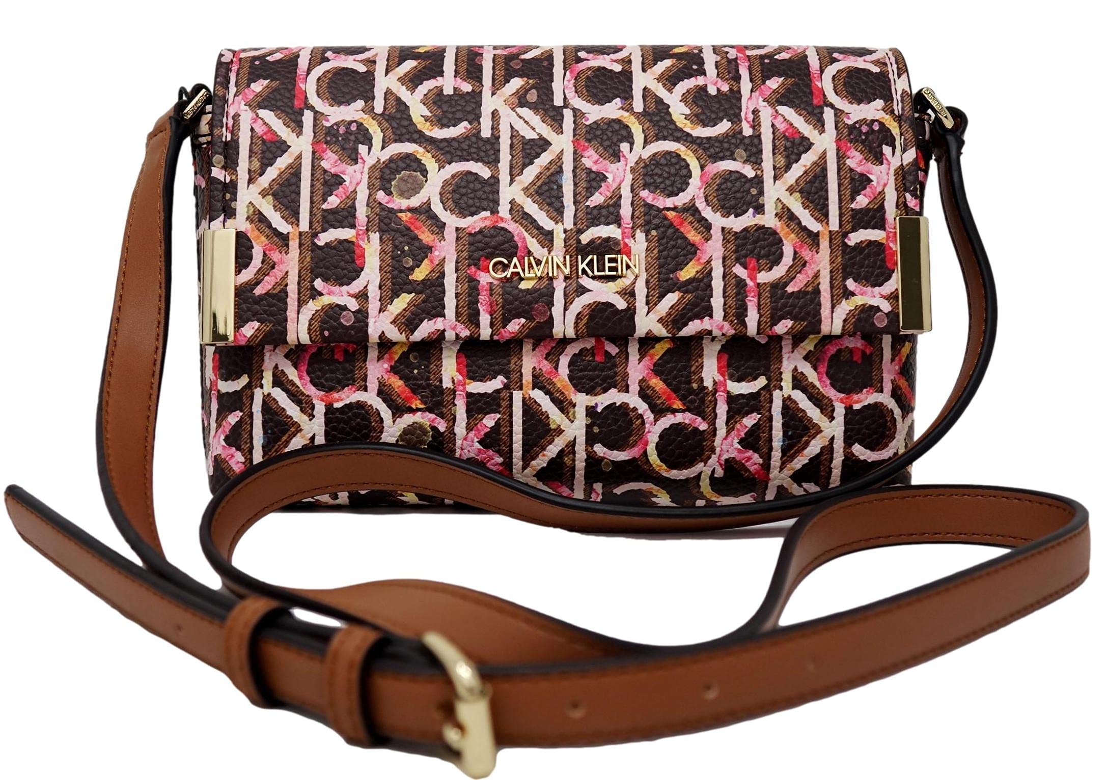 Calvin Klein Printed Pindot Logo Crossbody Bag for Women | Stylish Shoulder Handbag Purse | Perfect for Work, Travel & Everyday Use