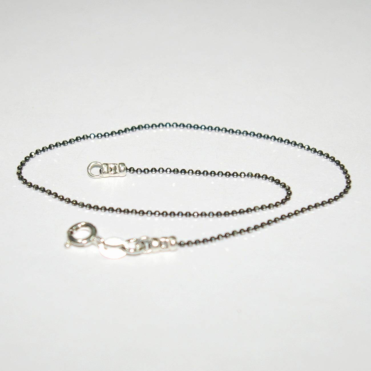 1.2mm Black Faceted Diamond Cut Sterling Silver 925 Ball Chain Anklet Bracelet - Handmade Custom Sizing for Women, Perfect for Beach Vacations & Summer Outfits