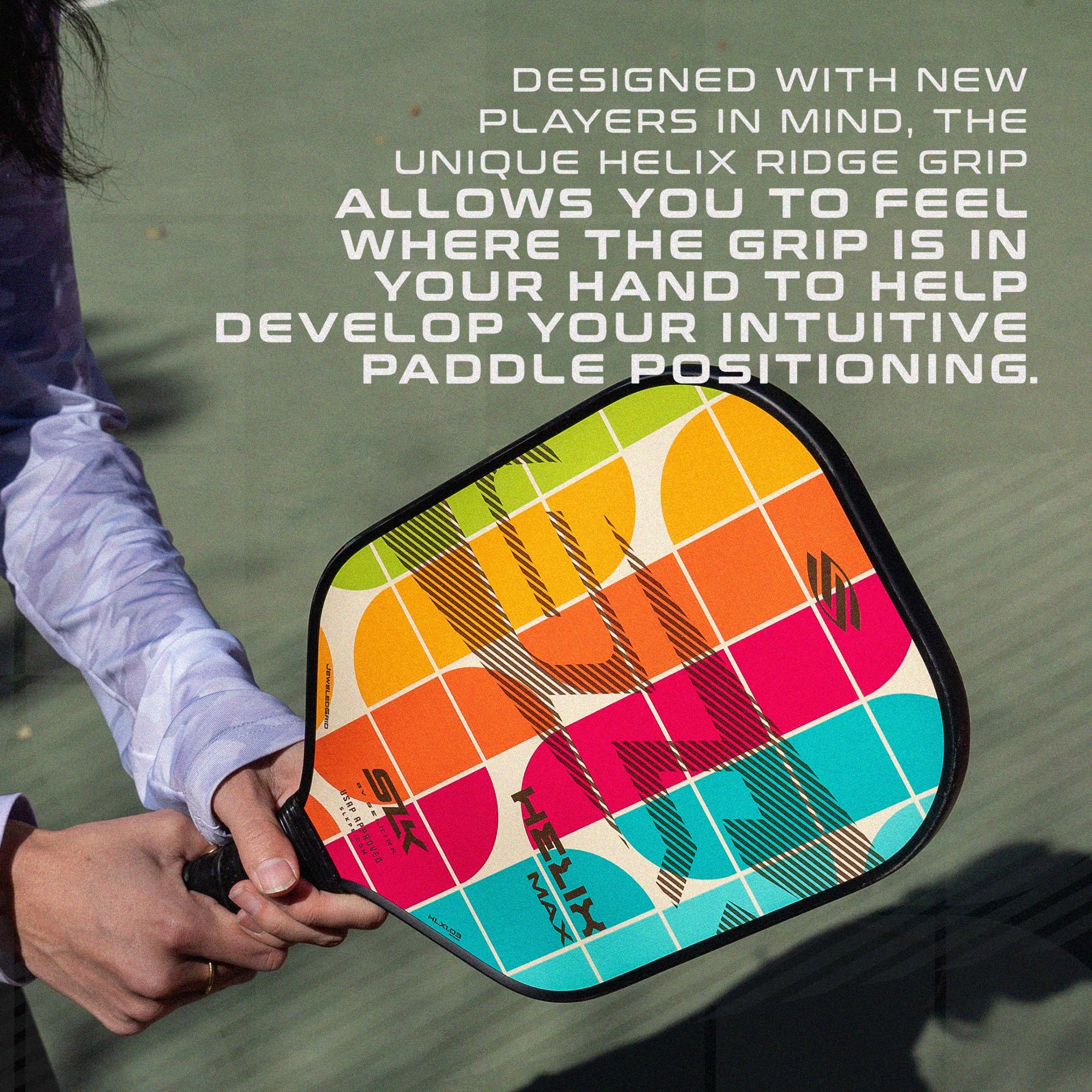 2024 SLK Helix Pro Pickleball Paddle - Premium Carbon Fiber & Fiberglass Hybrid Face with Thermoformed Core for Ultimate Control | Perfect for Competitive Play & Recreational Games