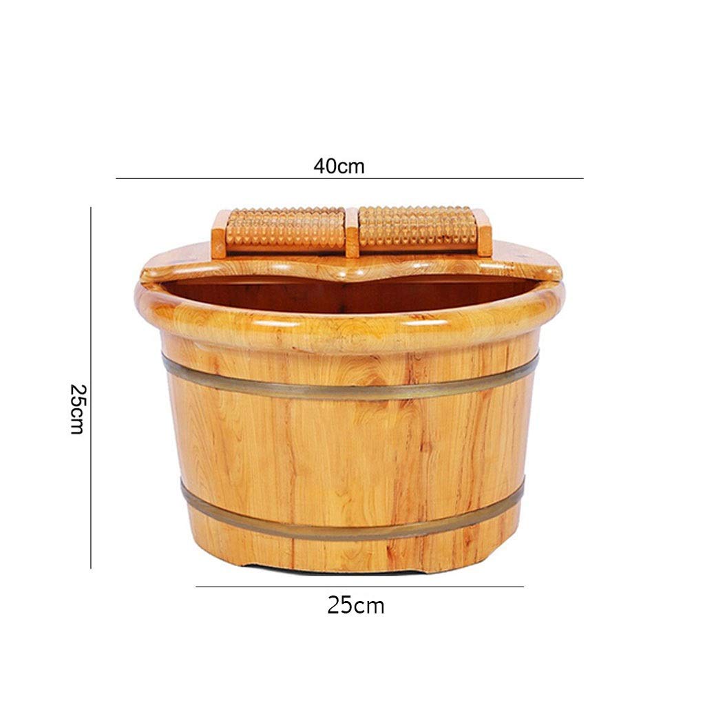 **Solid Wood Foot Bath Massager Tub - Wooden Foot Spa Bucket with Sauna & Massage for Relaxation - Perfect for Home Use, Pedicures & Stress Relief**