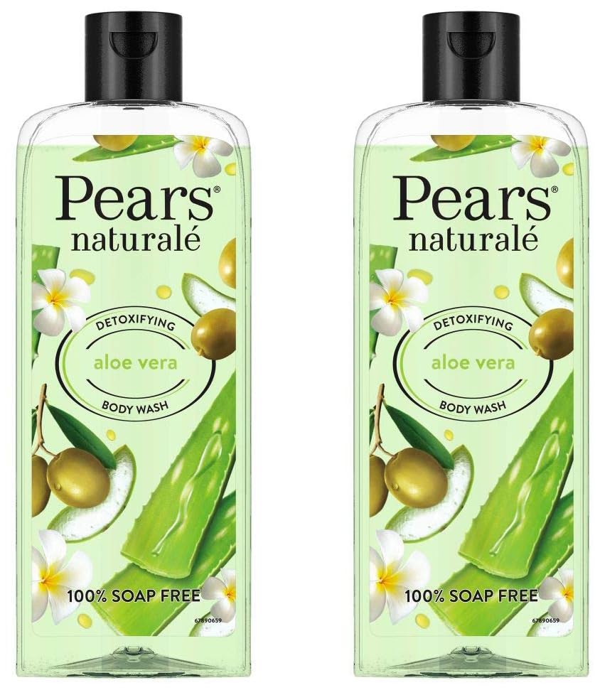 Pears Naturale Detoxifying Aloe Vera Body Wash 250ml | 100% Natural Shower Gel with Olive Oil for Glowing Skin | Paraben-Free & Vegan | Hydrating & Soothing for Dry & Sensitive Skin | Pack of 2 | Perfect for Daily Shower & Spa Relaxation