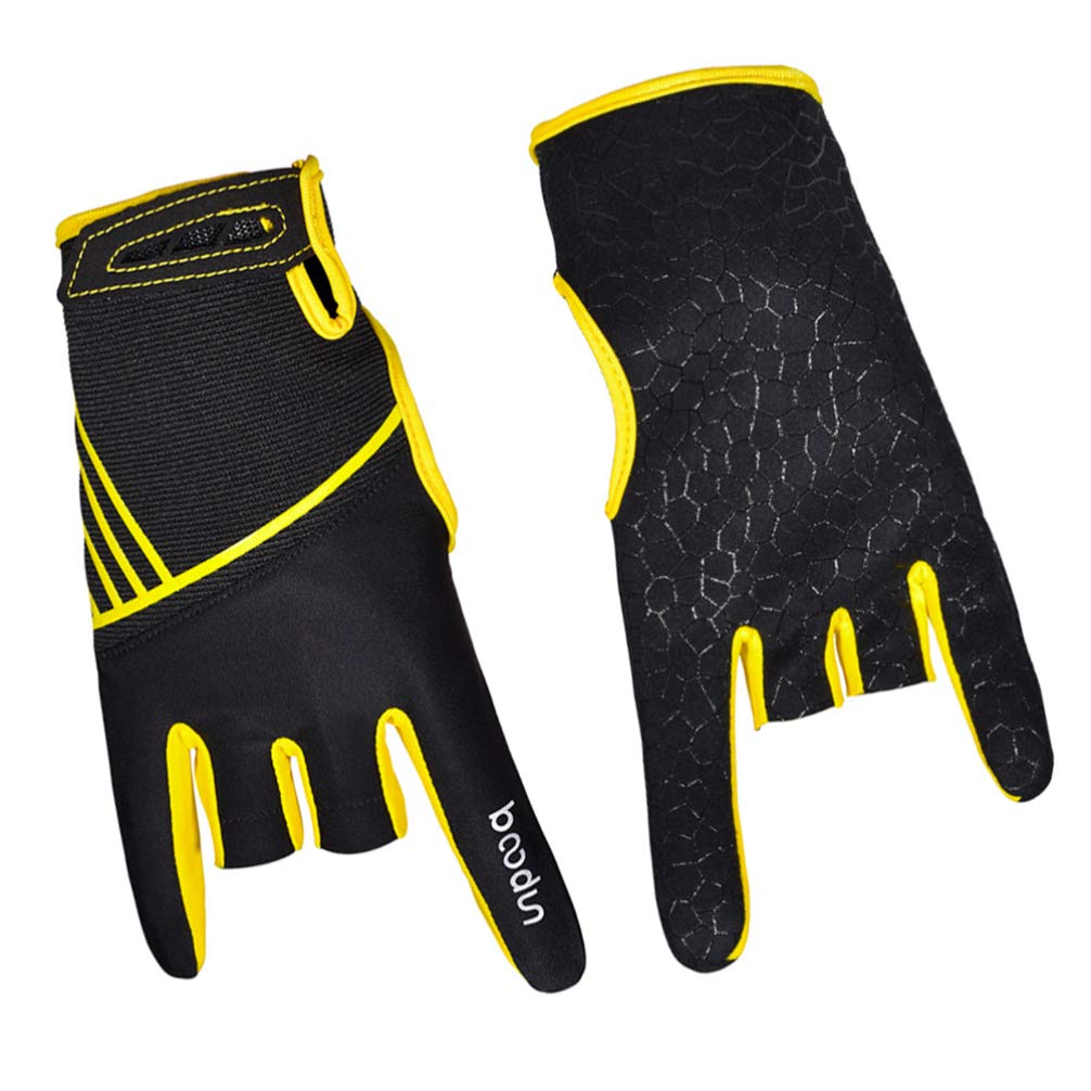 EXCEART Anti-Skid Semi-Finger Bowling Gloves - Professional Comfortable Sports Mittens for Men & Women - Size S/M (Yellow) - Perfect for Bowling Leagues, Tournaments & Outdoor Sports Activities