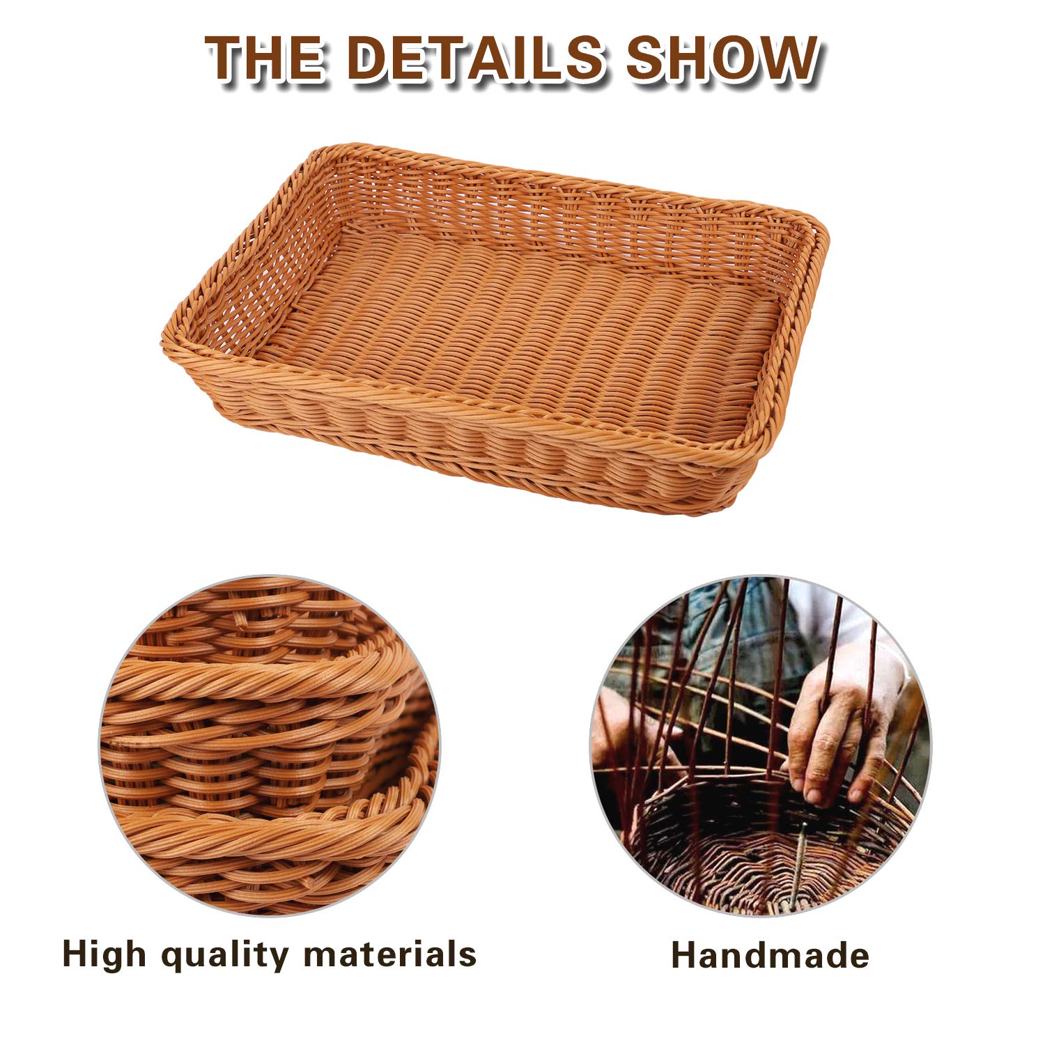 KEILEOHO 3-Pack Woven Wicker Bread Baskets Set - 12
