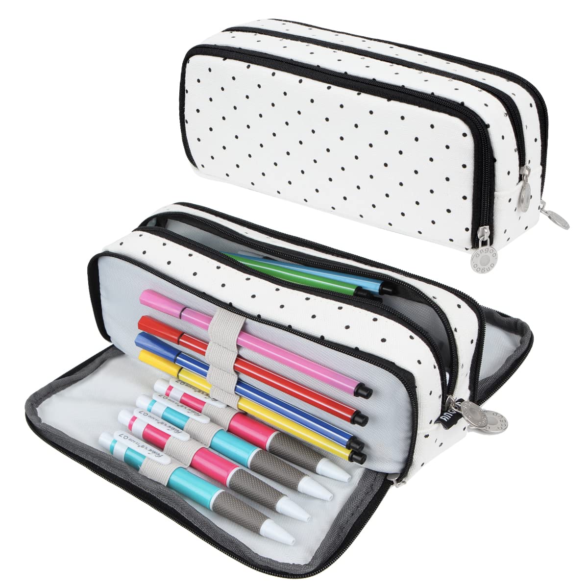 Chelory Large Pencil Case - 3 Compartment Pen Holder for Office & School