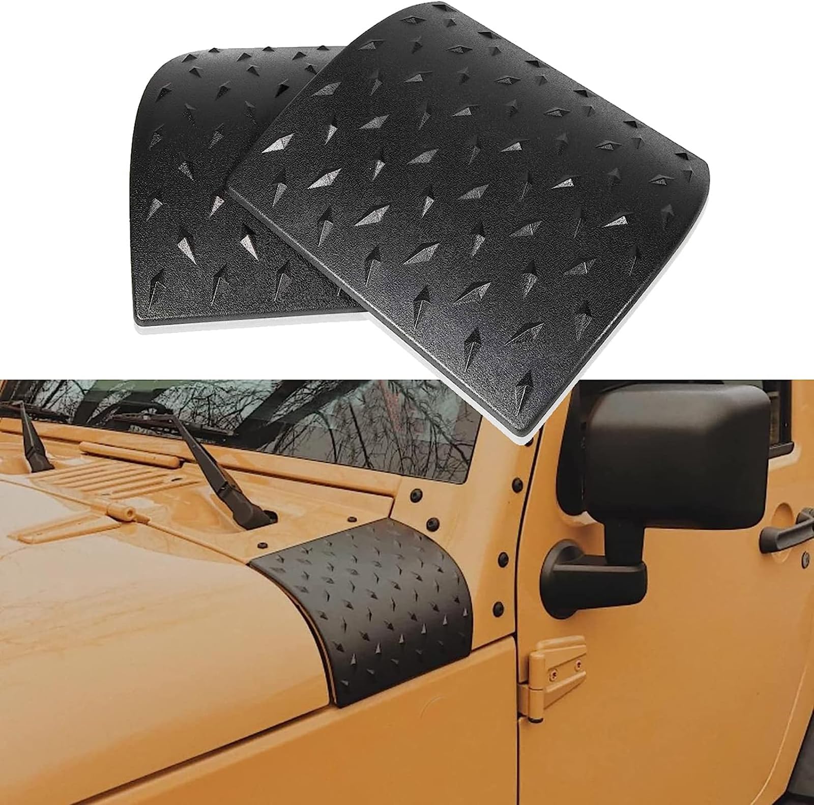 Hooke Road Black Hood Cowl Body Armor & Corner Guards for 2007-2018 Jeep Wrangler JK & JKU - Durable Off-Road Protection Accessories (Pair) - Perfect for Trail Riding & Off-Road Adventures