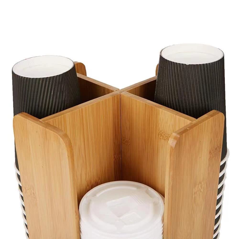 4-Compartment Plastic Cup and Lid Holder Organizer - Coffee Cup Dispenser for Restaurants, Breakrooms, Coffee Stations & Bars | Countertop Storage Solution for Buffets, Kitchen Cabinets & Office Coffee Areas