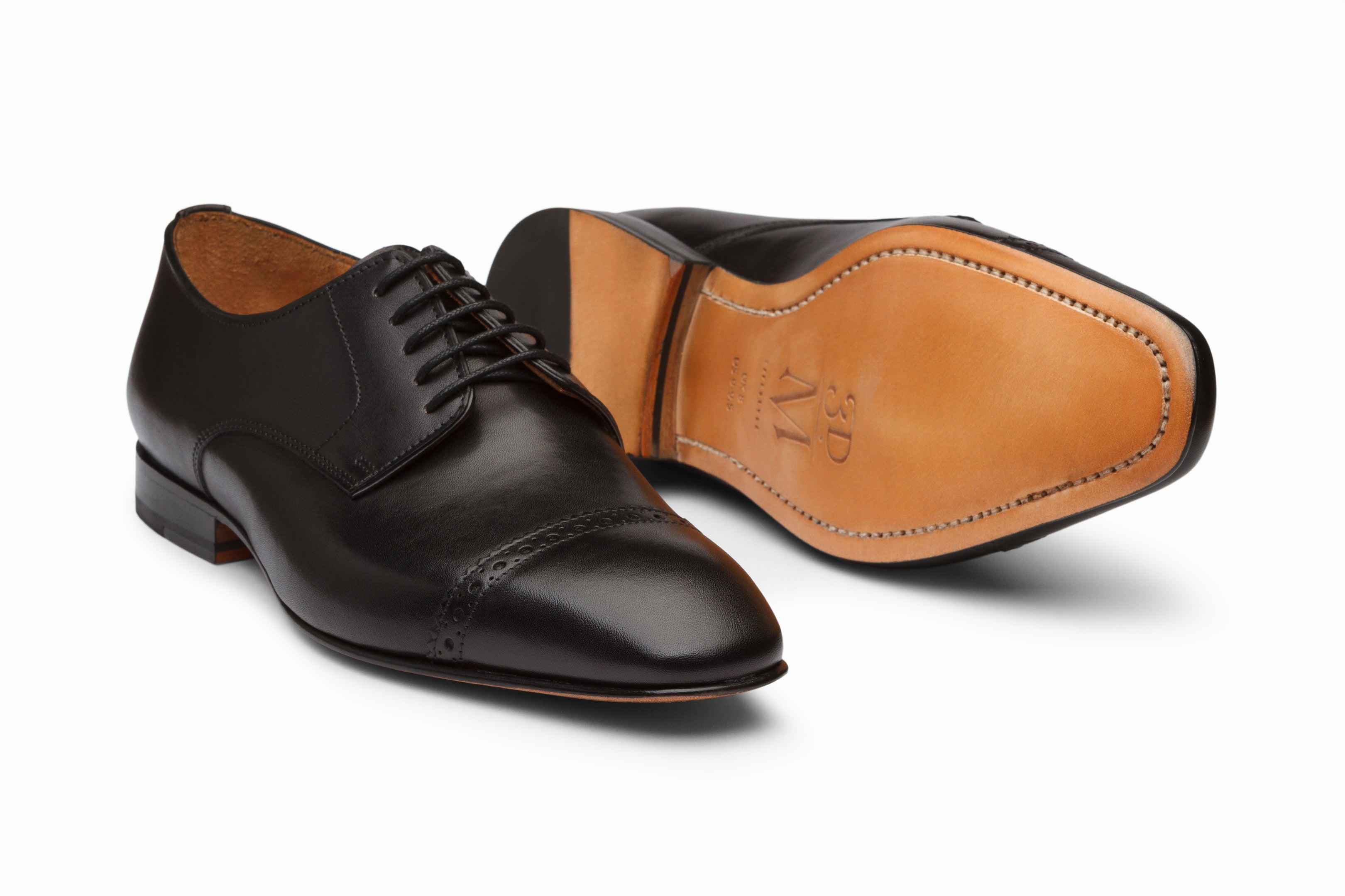 Black Captoe Derby Shoes for Men - Classic Formal Dress Shoes for Business, Office & Wedding - Comfortable Leather Oxfords for Professional & Special Occasions