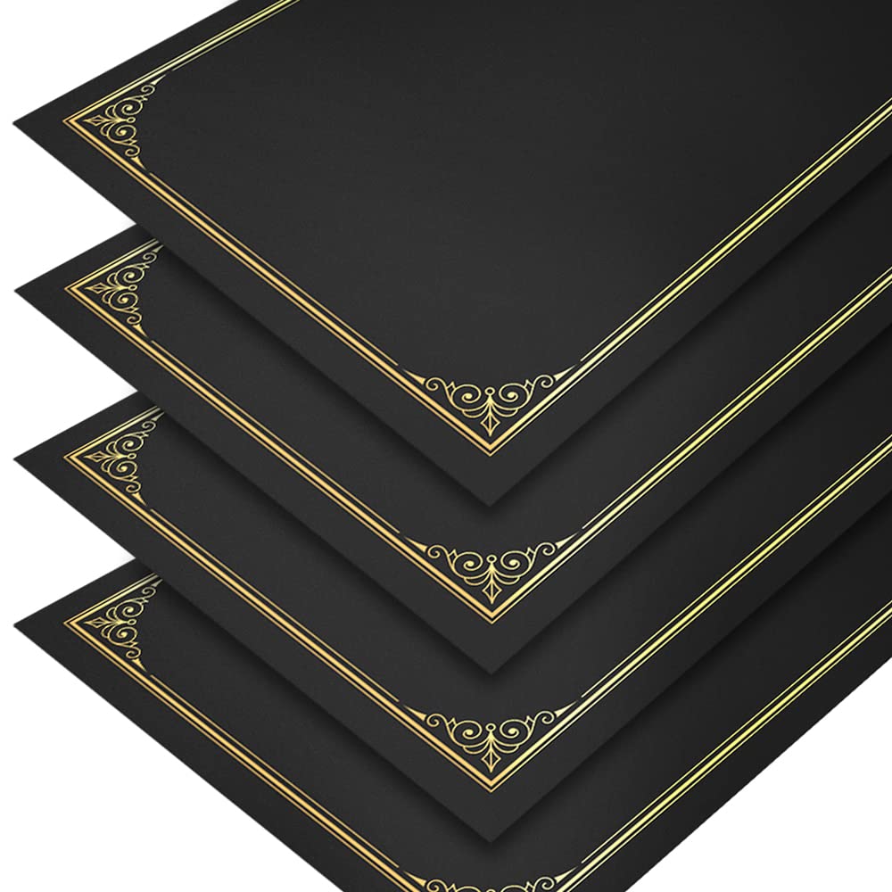 Premium SUNEE Certificate Holders (30-Pack, Black) - Gold Foil Border Diploma Covers for 8.5x11 Letter Size Documents, Certificates & Cardstock | Perfect for Graduations, Awards & Professional Presentations