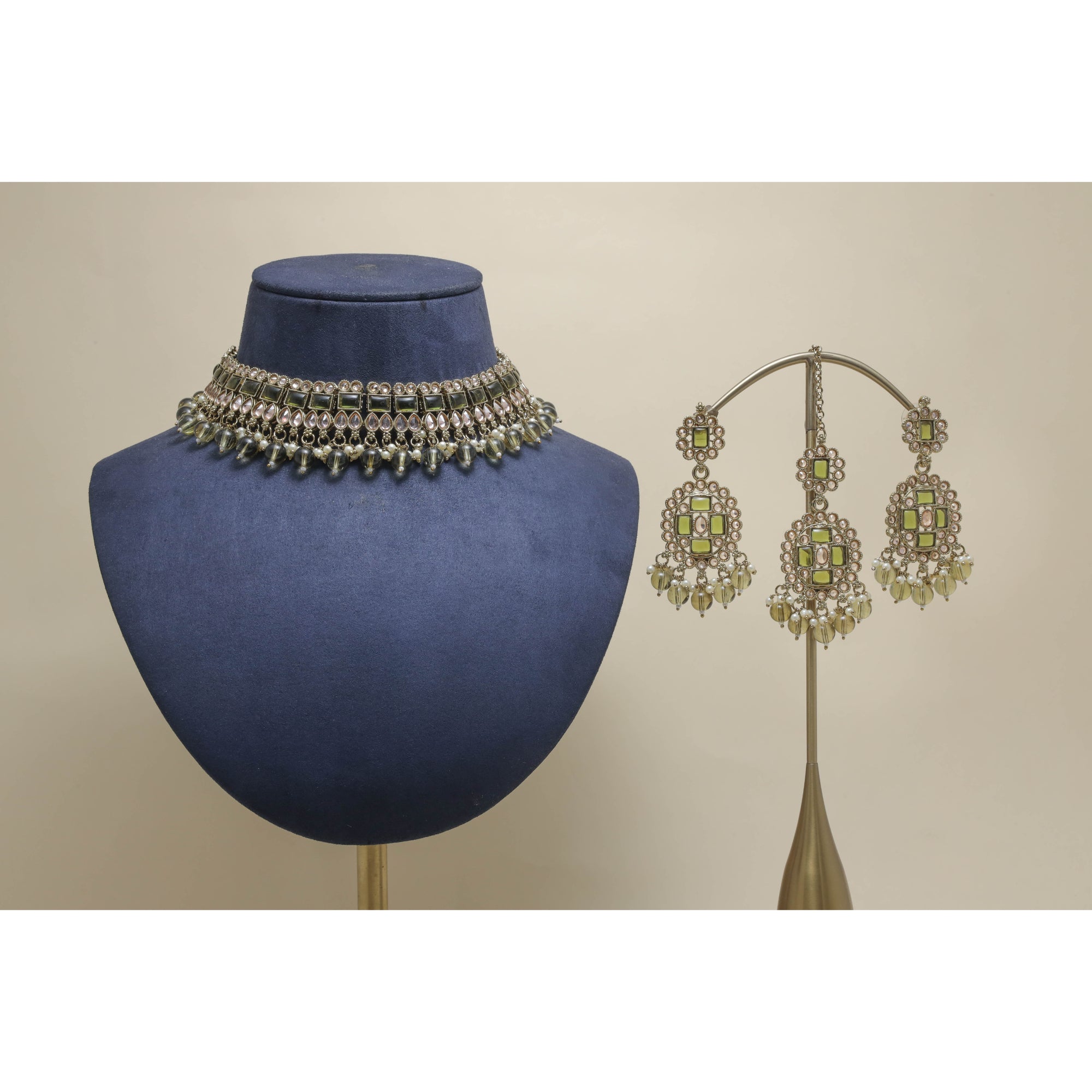 AVISHA POLKI Full Set Jewelry - Exquisite Indian Bridal Necklace Set with Earrings for Weddings, Parties & Special Occasions