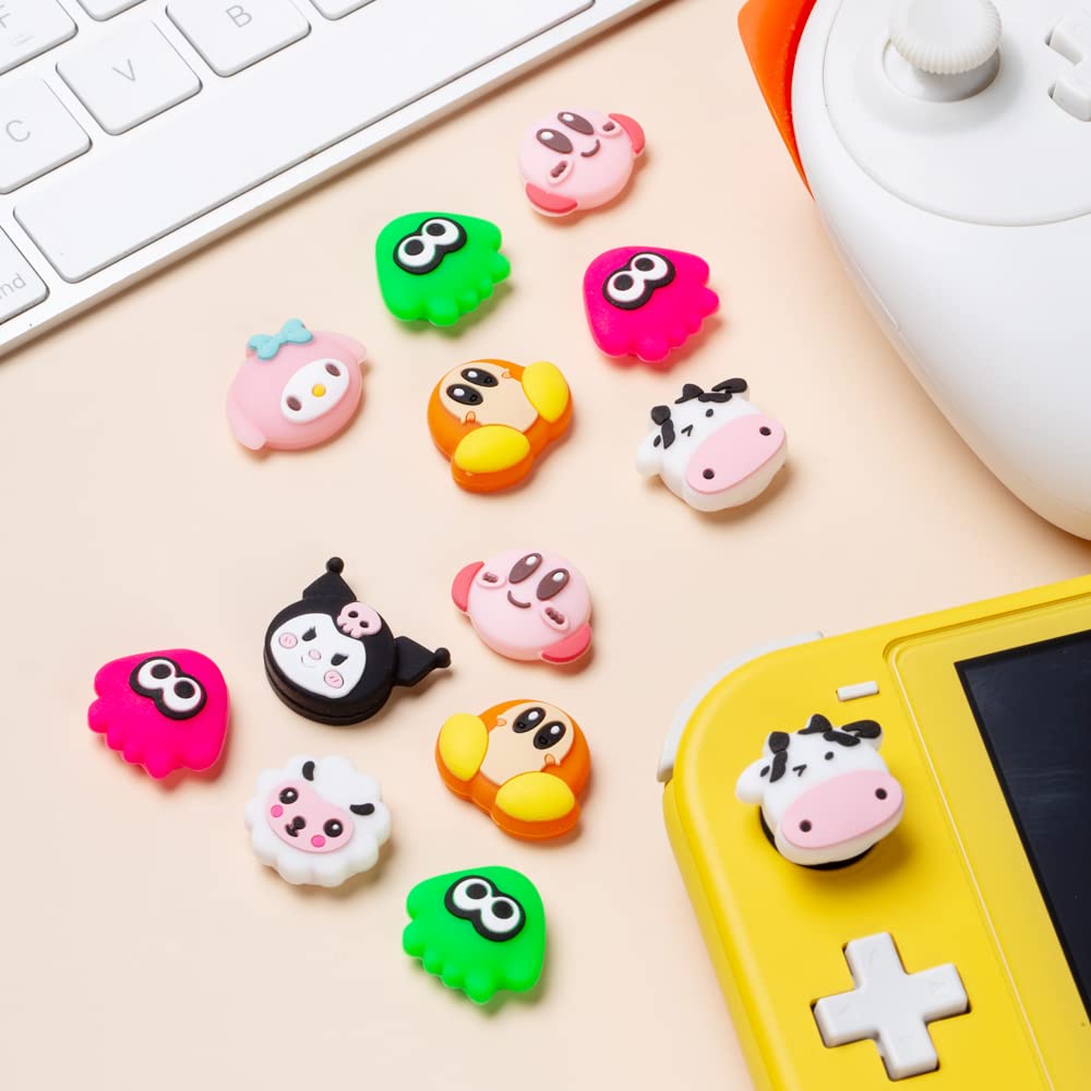 PERFECTSIGHT Cute Switch Knob Caps - Soft Silicone Analog Button Cover Compatible with Nintendo Switch OLED/Lite Console & Joy-Con Controllers (4-Pack) - Kawaii Gaming Accessories for Enhanced Grip and Protection During Play