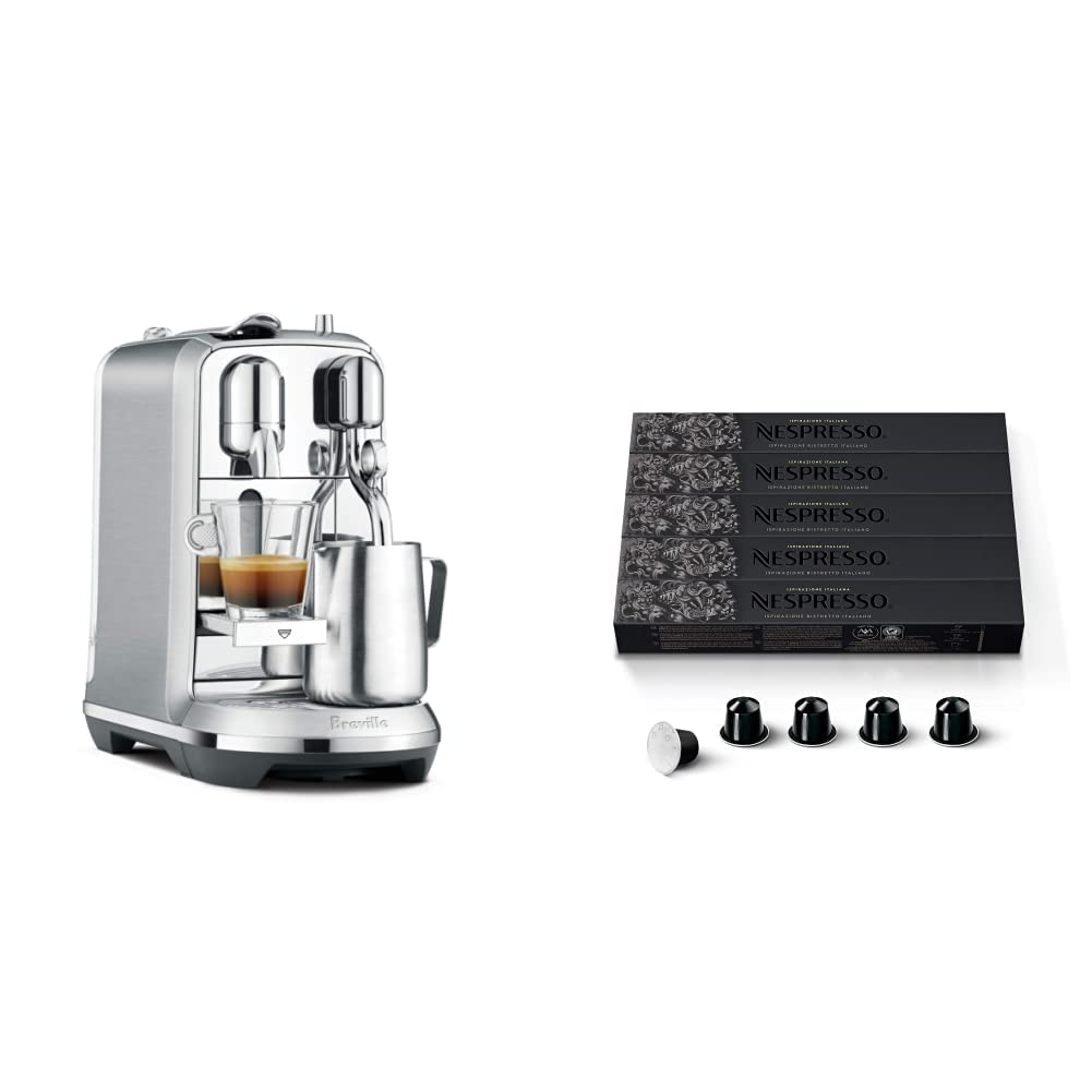 Breville Nespresso Creatista Plus Espresso Machine - Brushed Stainless Steel BNE800BSSUSC with OriginalLine Capsules | Ristretto Intenso Dark Roast Coffee Pods for Home & Office Brewing