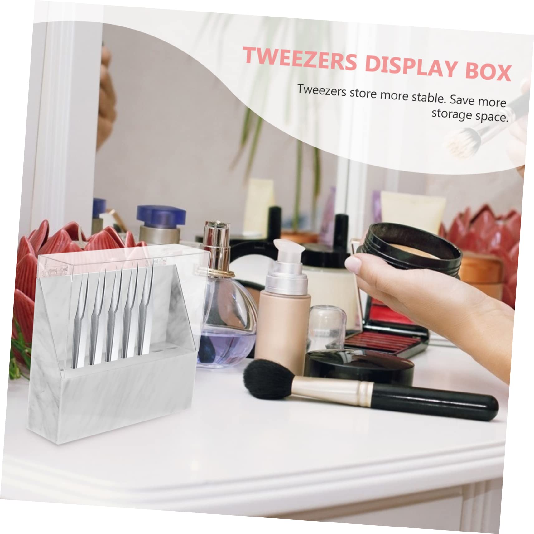 Professional White Eyelash Tweezer Holder with Lid - Double Color Bowls Makeup Storage Box for Lash Extensions Supplies | Perfect for Salon, Spa & Home Makeup Organization