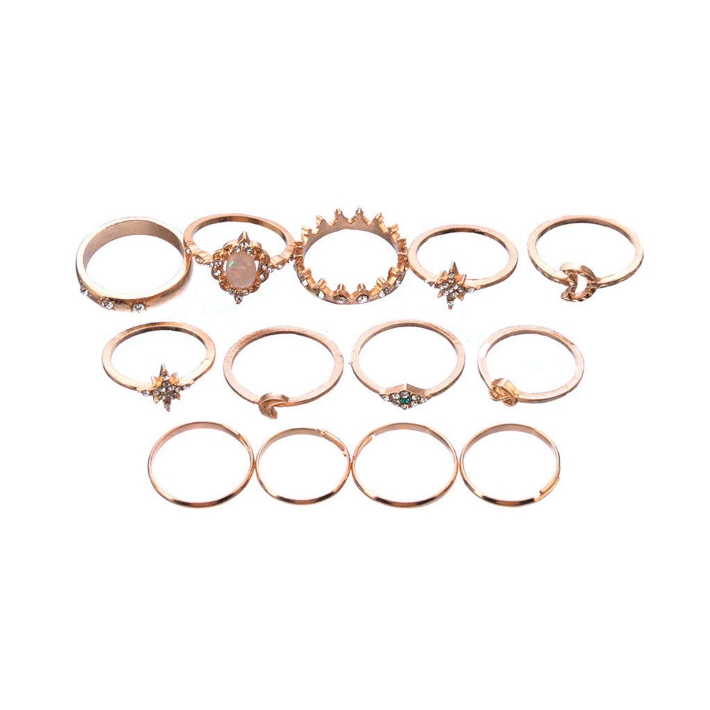Trendy Boho Chunky Stackable Rings Set for Men & Women - 13pcs Vintage Silver and Blue Bohemian Jewelry - Perfect for Christmas, Birthday Gifts, Party Wear and Everyday Fashion Accessories