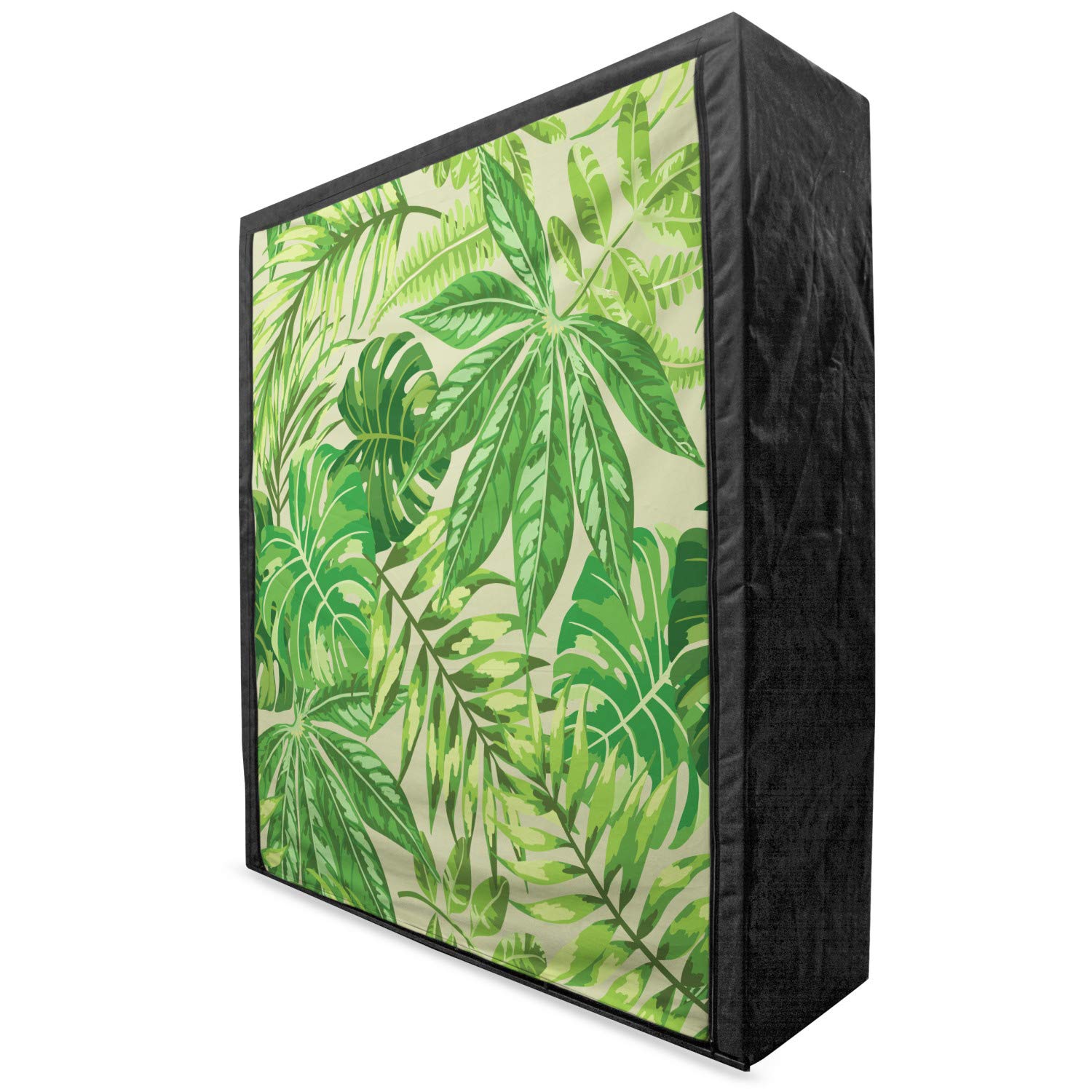 Ambesonne Green Leaf Portable Fabric Wardrobe - Exotic Tropical Leaf Pattern Clothing Organizer with Shelves, 59 Inch Closet Storage for Bedroom, Closet, Dorm | Apple Green & Fern Green | Perfect for Small Spaces, Travel & Home Organization
