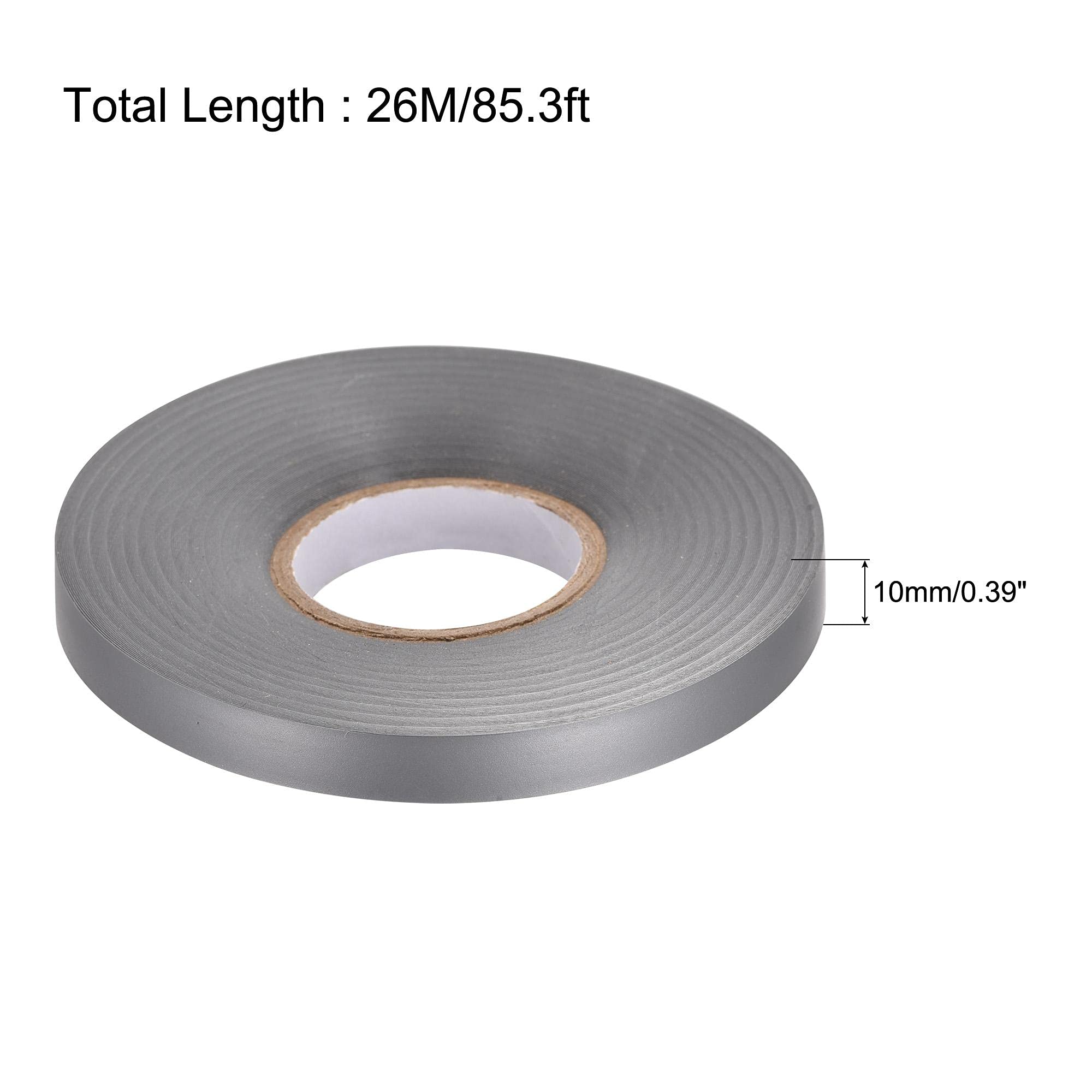 Premium PVC Electrical Insulating Tape - 10mm Width, 26M Length, 0.26mm Thick - Grey Color for Wire Harnessing, Cable Repair & DIY Electrical Projects
