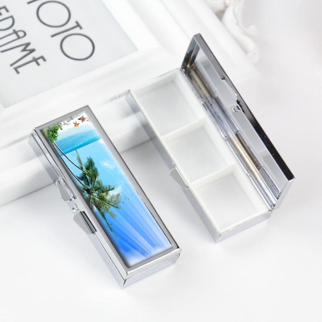 Travel Pill Organizer - Beach Themed Purse & Pocket Pill Case for On-the-Go