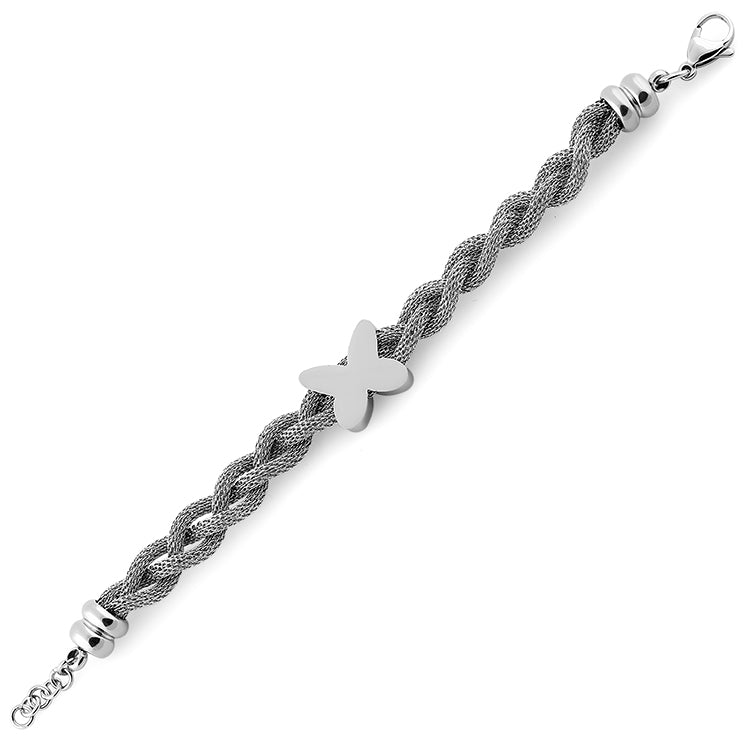 Stainless Steel Butterfly Mesh Bracelet for Women - Elegant Adjustable Chain Wristband Jewelry Gift for Birthday, Anniversary & Everyday Wear