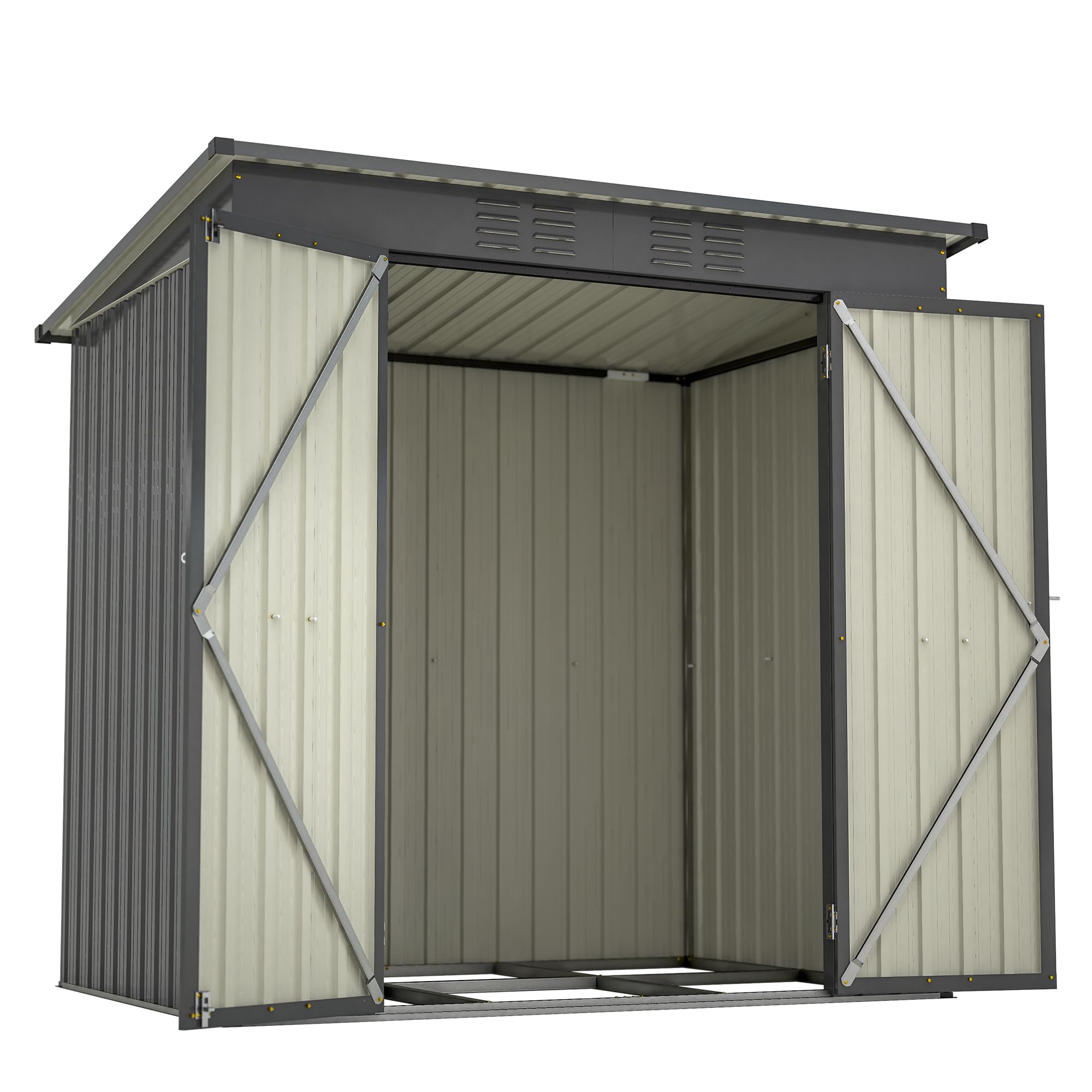 6x4 FT Outdoor Storage Shed with Lockable Double Doors - Heavy Duty Aluminum Frame & Weatherproof Design - Perfect for Garden Tools, Backyard Equipment & Patio Storage - Ideal for Lawn Mowers, Bikes & Seasonal Items