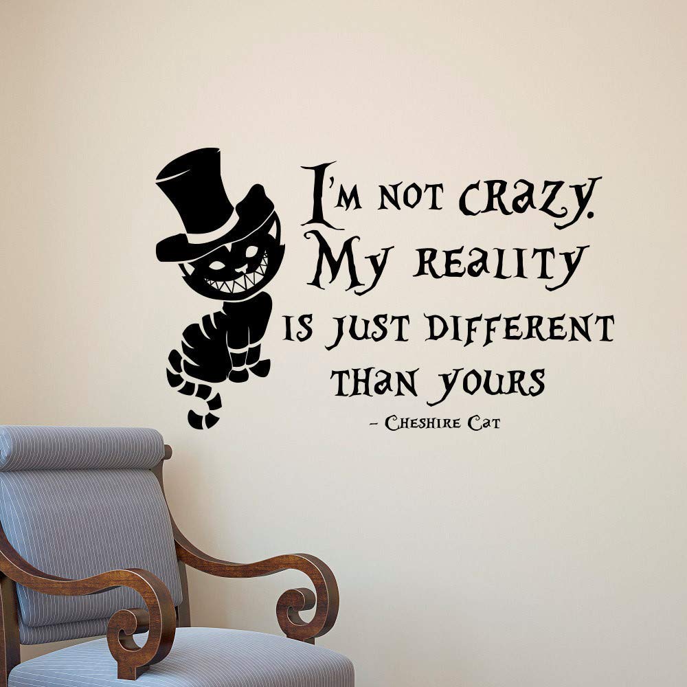 Kimloog Cheshire Cat Quotes Wall Decals - Removable Vinyl Stickers for Living Room & Bedroom Decor - Perfect for Nursery, Kids Room & Home Office Wall Art