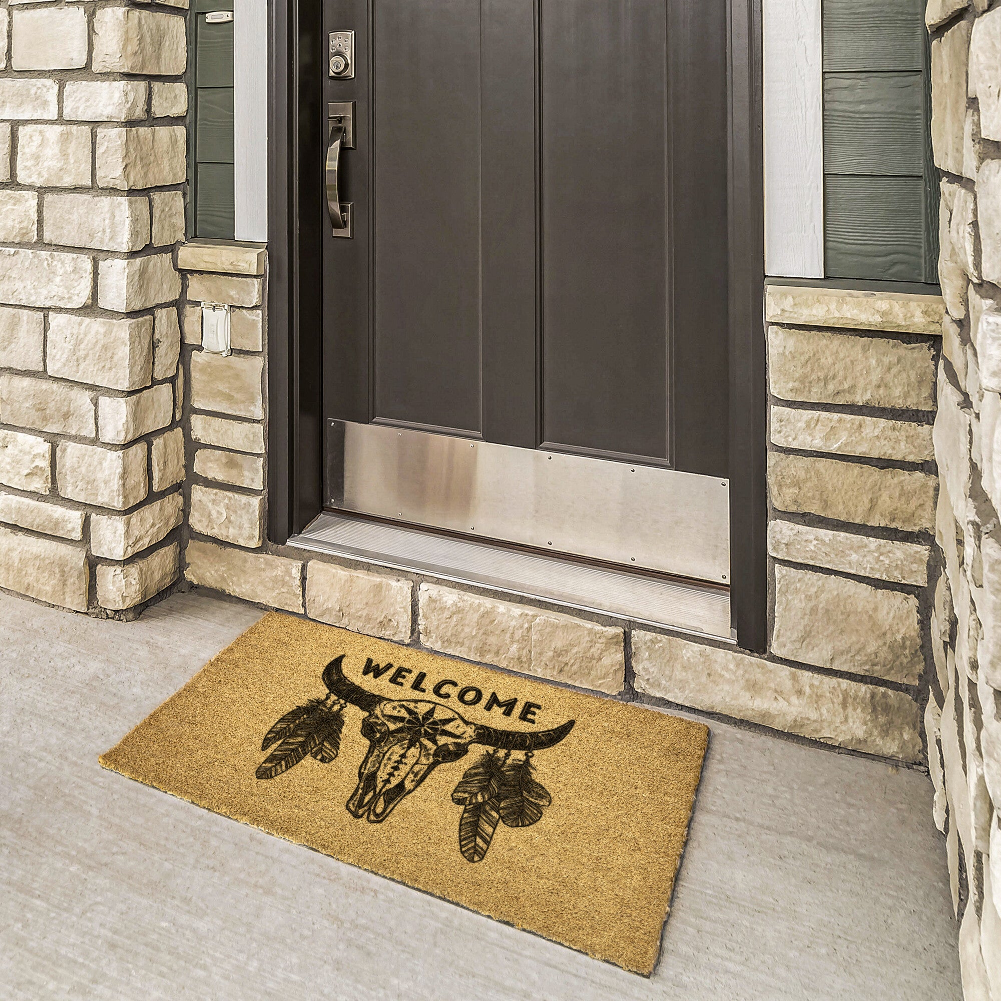 Premium Coir Welcome Doormat - Non-Slip Farmhouse Style Entryway Rug for Home Decor - Perfect for Front Door, Porch, and Mudroom