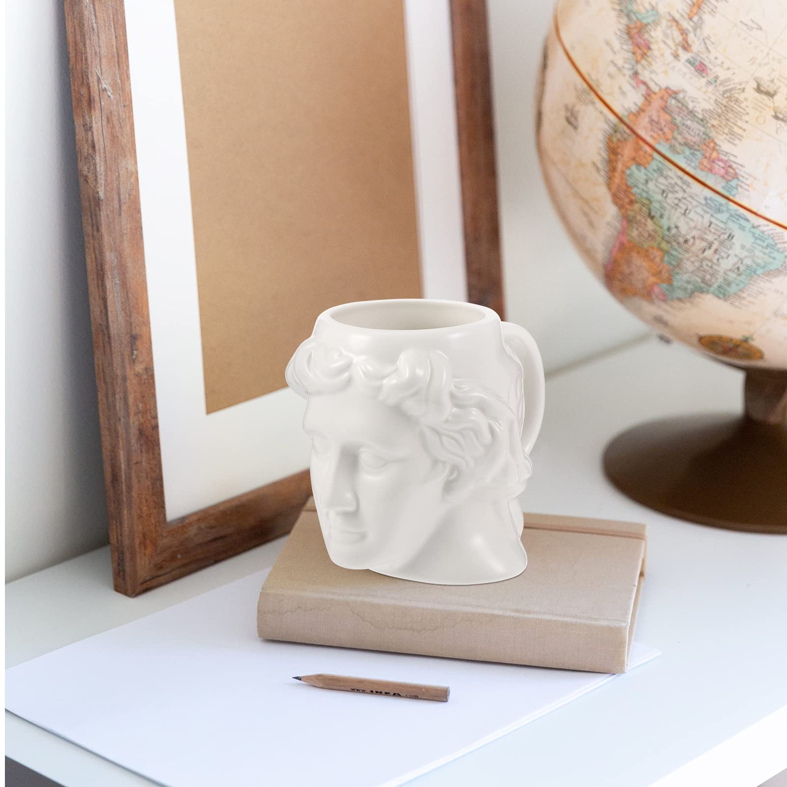 DOITOOL David Head Mug - Greek Statue Inspired Ceramic Coffee Cup for Morning Tea & Milk | Decorative Porcelain Goblet for Home & Office | Perfect Gift for Art Lovers & Coffee Enthusiasts