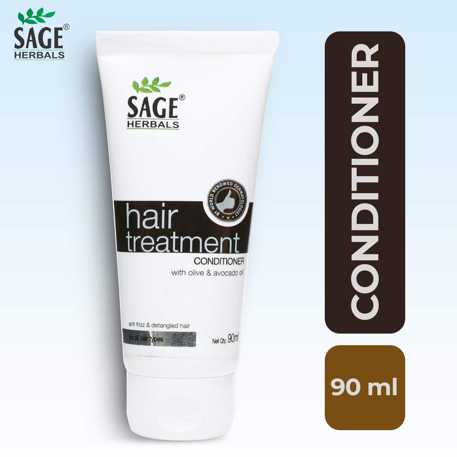 Sage Herbals Hair Treatment Conditioner with Olive Oil, Avocado Oil, Brahmi & Aloe Vera - Anti Frizz, Reduces Hair Fall, Softens & Smooths Hair (90ml) - Perfect for Dry, Damaged Hair & Daily Hair Care Routine