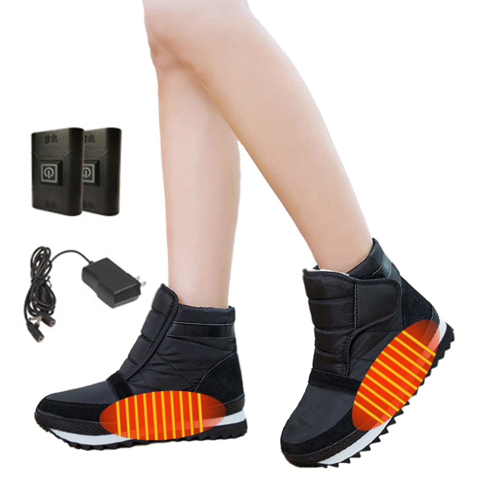 KUMADAI Electric Heated Snow Boots for Women - Rechargeable 4400mAh Battery, Waterproof Winter Boots with Insulation, Non-Slip Sole - Perfect for Cold Weather, Outdoor Activities & Winter Travel