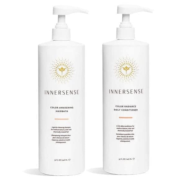 INNERSENSE Organic Beauty - Natural Color Awakening Hairbath Shampoo & Daily Conditioner Set | 32oz Sulfate-Free, Vegan, Cruelty-Free Clean Hair Care for Color-Treated Hair | Perfect for Daily Use & Salon-Quality Results at Home