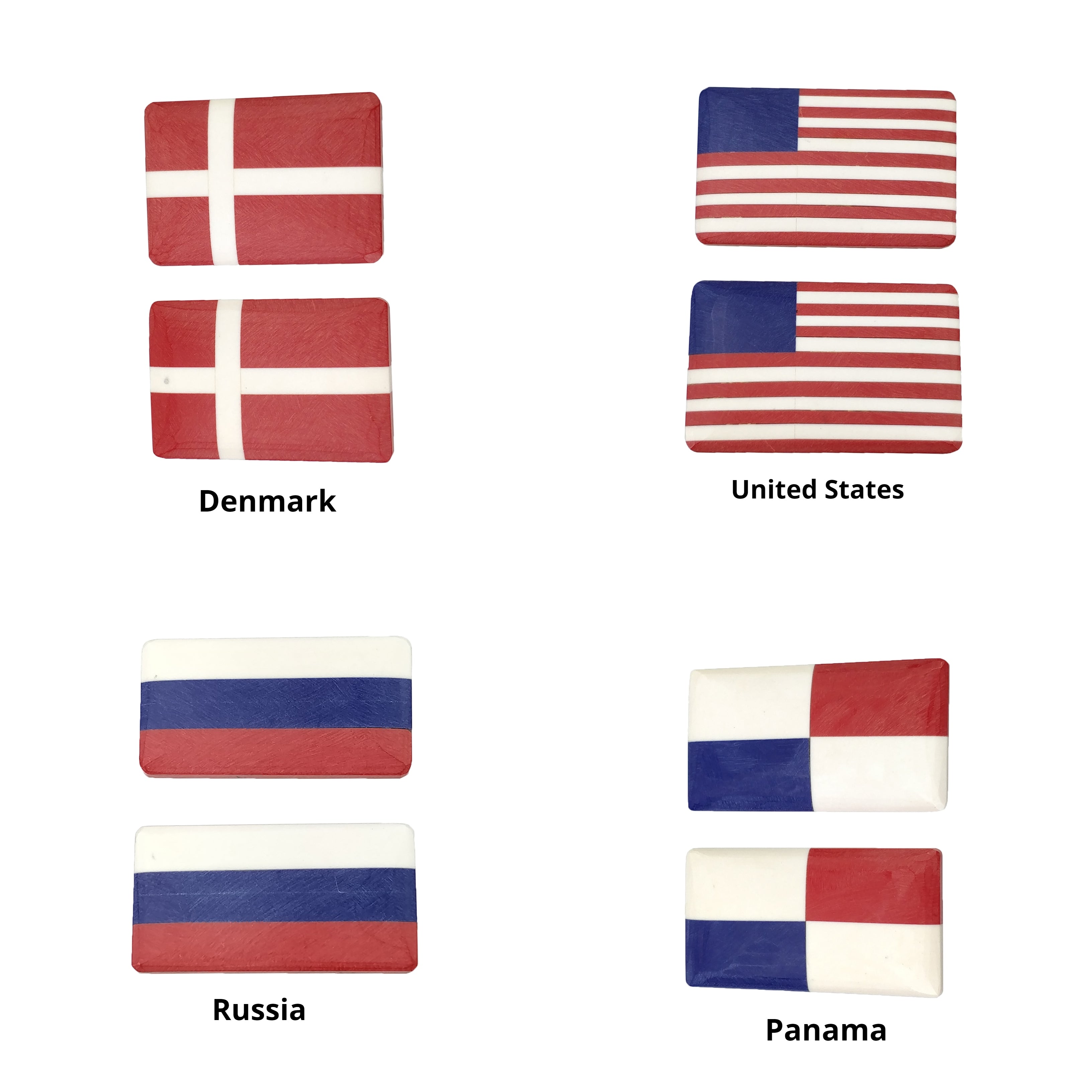 Denmark, USA, Russia & Panama National Flag Pendant Necklace - Exquisite Synthetic Stone Baguette Cut Jewelry for Patriotic Gifts & Travel Souvenirs