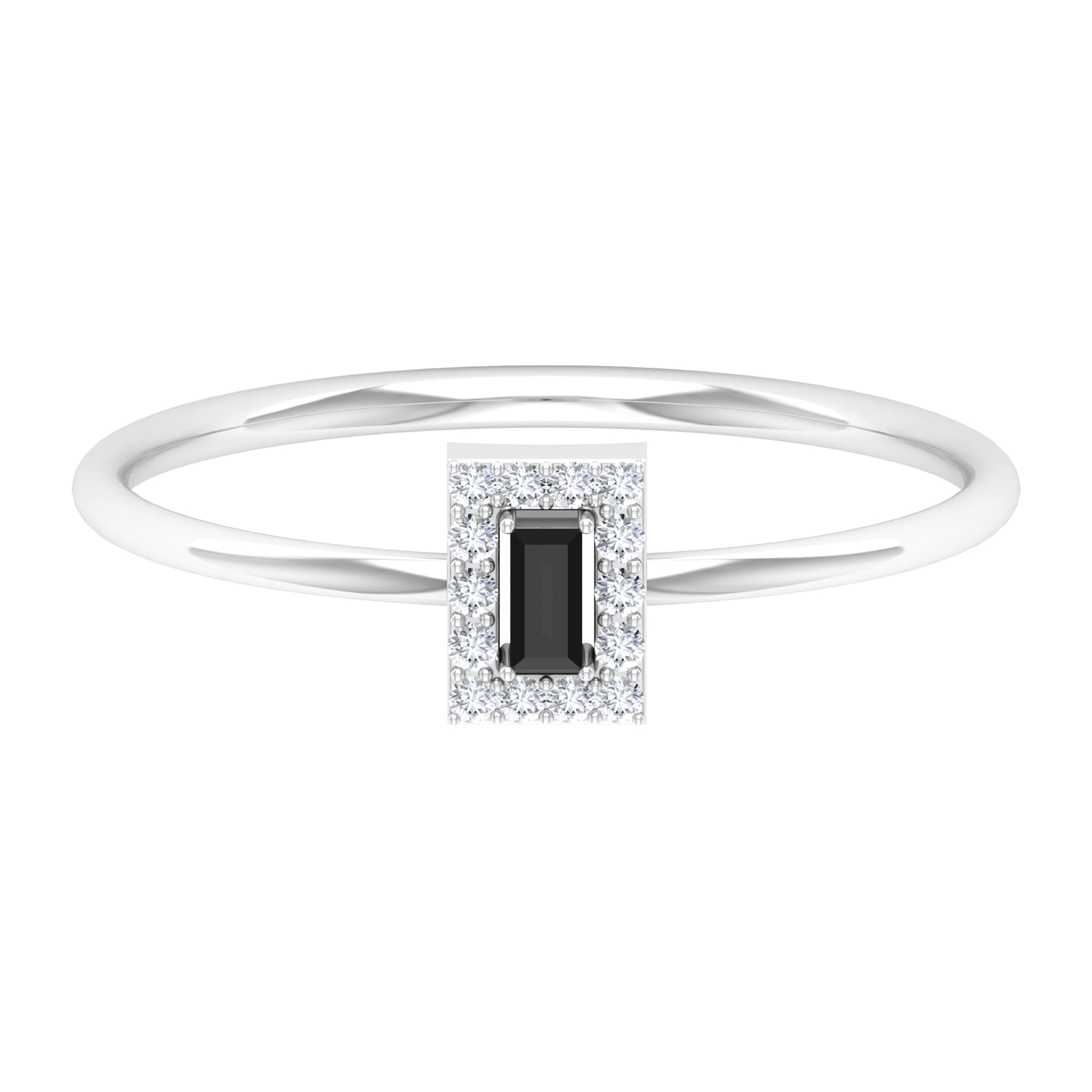 14K Solid Gold Black Spinel & Diamond Promise Ring - August Birthstone Dainty Ring for Women, Elegant Jewelry Gift for Engagement, Anniversary & Special Occasions