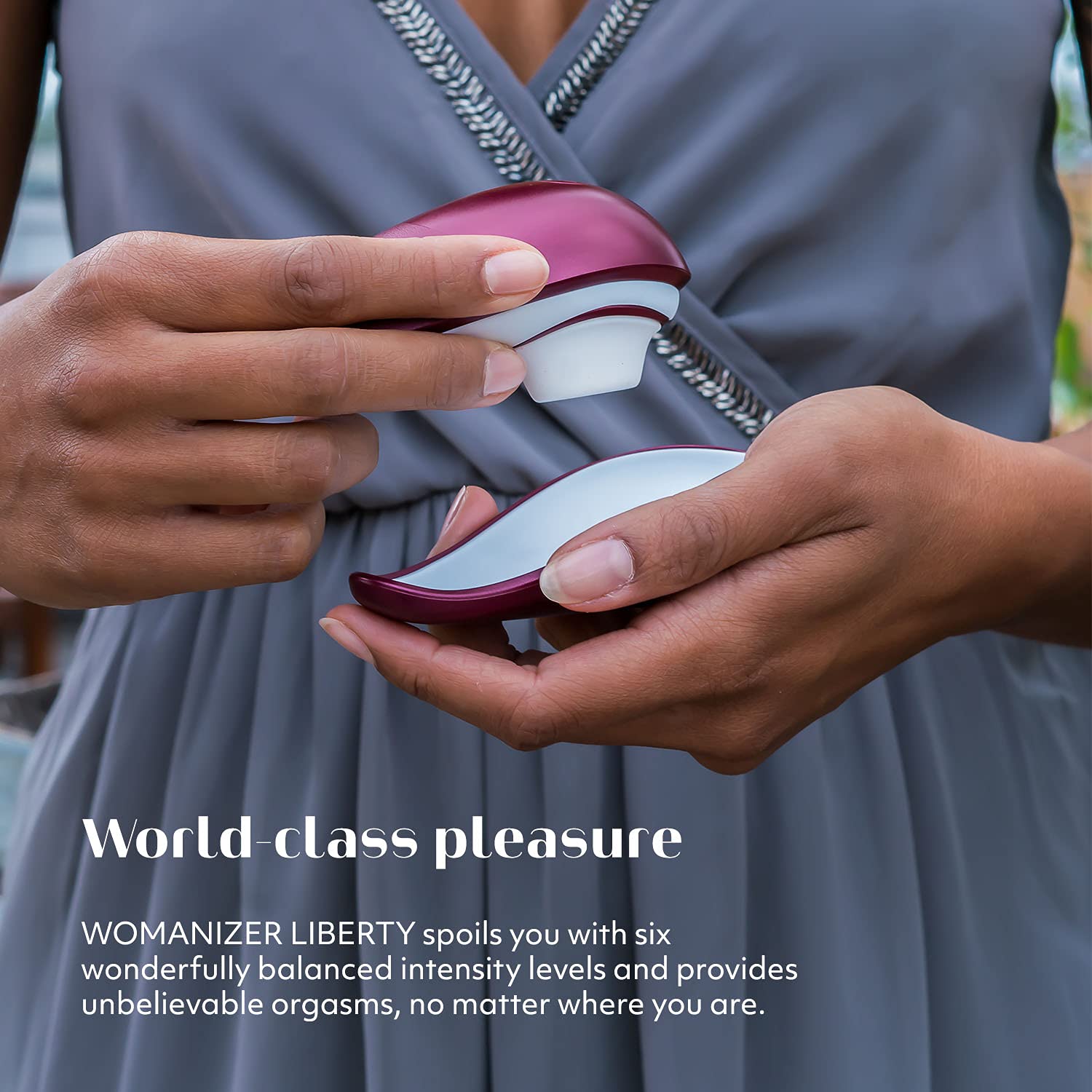 Womanizer Liberty Clitoral Stimulator - 6 Suction Speeds, Waterproof, Travel Cover Included - Red Wine - Perfect for Solo Play, Couples Use & Travel-Friendly Adult Pleasure Toy