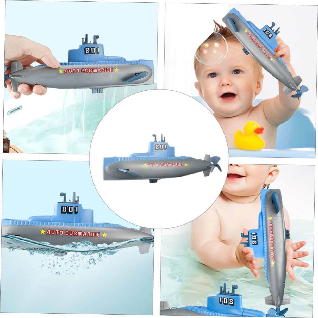 QUMIIRITY 2 Pack Wind Up Submarine Bath Toys - Floating Water Toys for Kids, Fun Bathtub & Pool Toys for Toddlers, Summer Beach Swimming Party Favors (Blue) - Perfect for Bath Time, Pool Parties & Outdoor Water Play