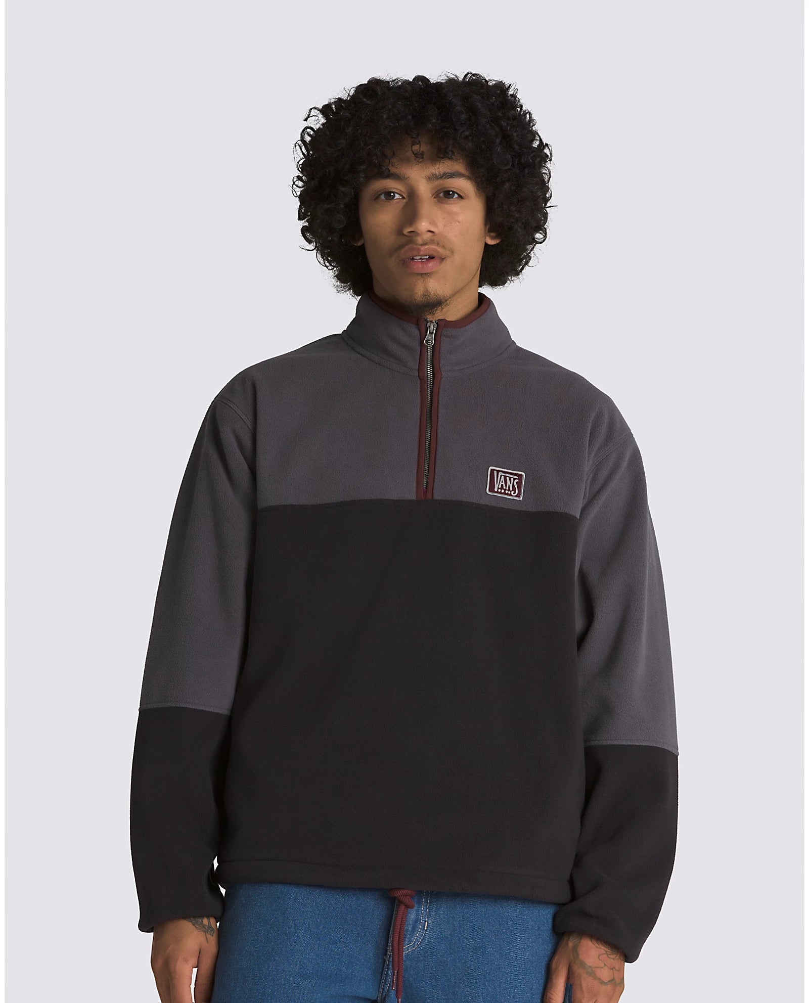 VANS Rowan Zorilla Half Zip Sweater for Men - Black Pullover Hoodie | Casual Streetwear for Skateboarding & Everyday Wear