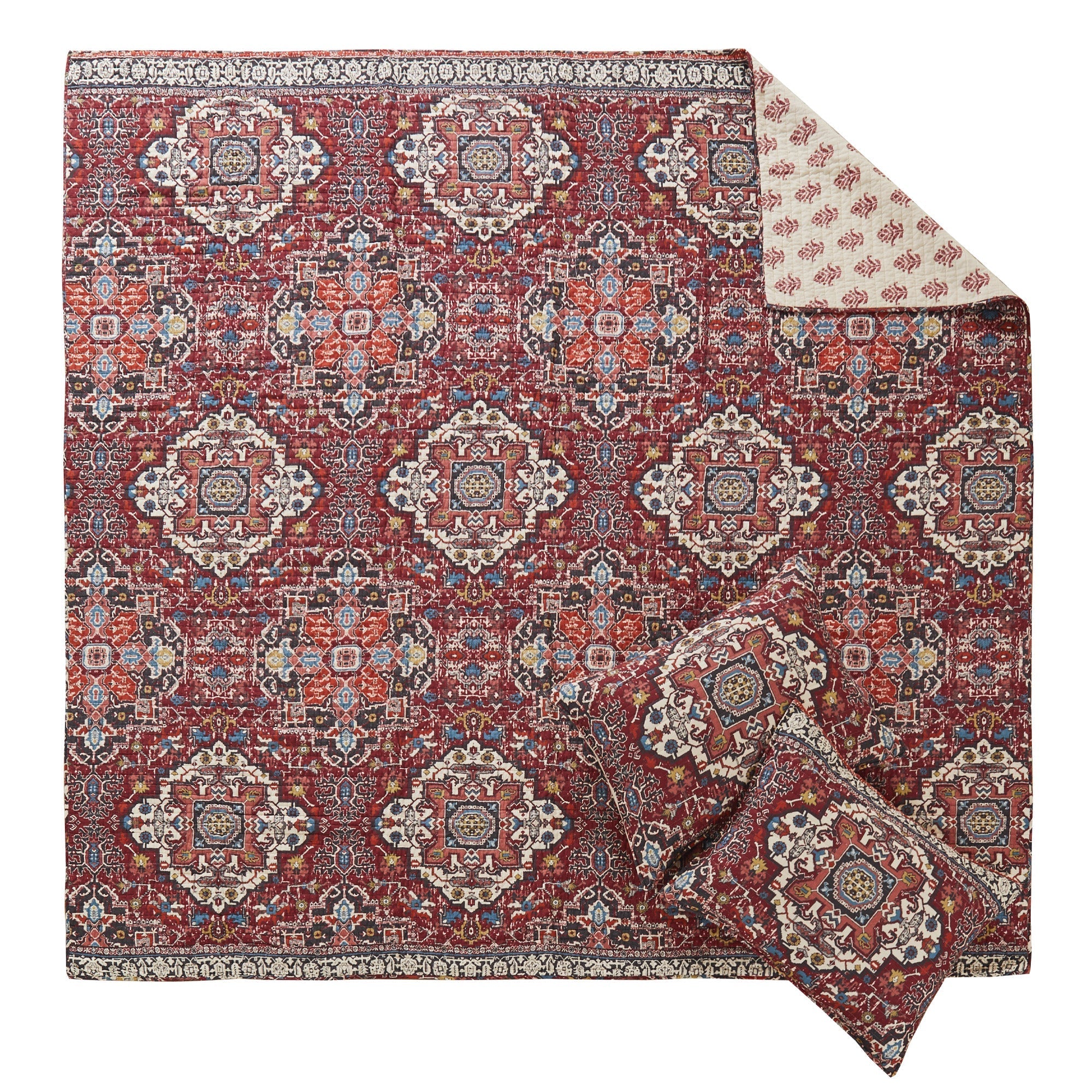 Premium Khotan Red Quilt Set - 100% Cotton Queen Size Bedding with Exquisite Embroidery | Perfect for Master Bedroom, Guest Room & Cozy Home Decor