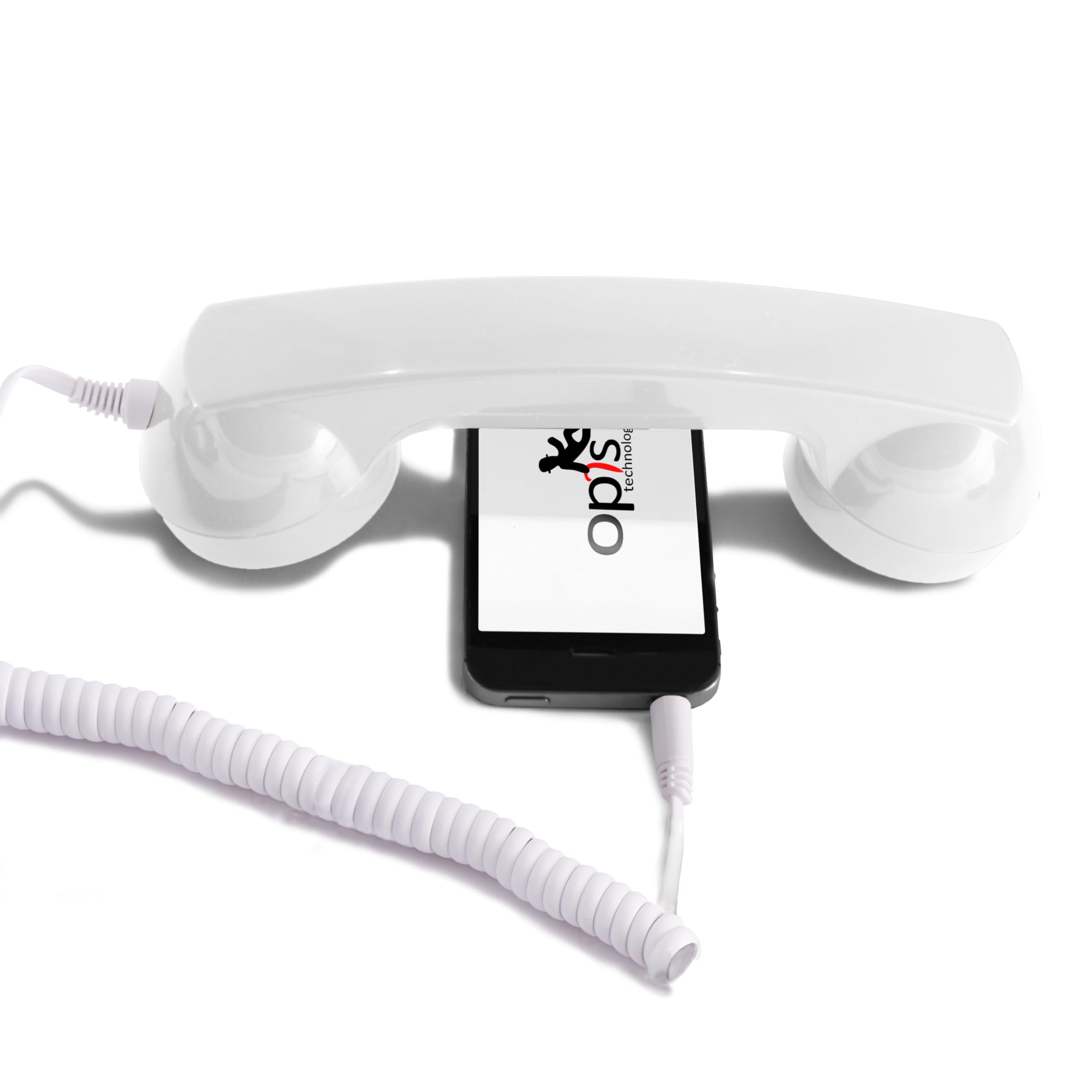Vintage OPIS 60s Retro Phone Handset - Classic Old-Style Headset with Modern Compatibility for All Smartphones (White) | Perfect for Themed Parties, Photography Props & Nostalgic Home Decor