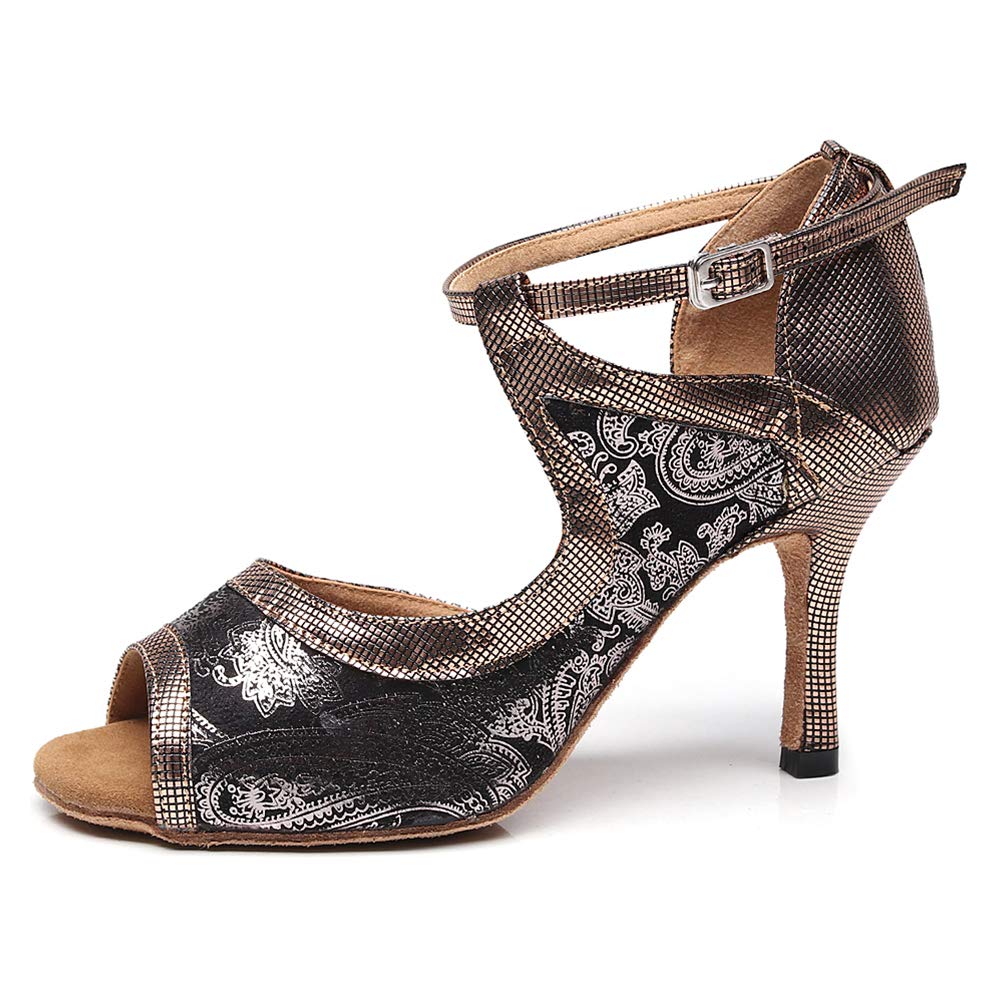 JUODVMP Women's Latin Dance Shoes Professional Ballroom Salsa Tango Performance Shoes - Comfortable Wedding Party Dance Shoes Model QJW6131 for Competition, Practice & Social Dancing