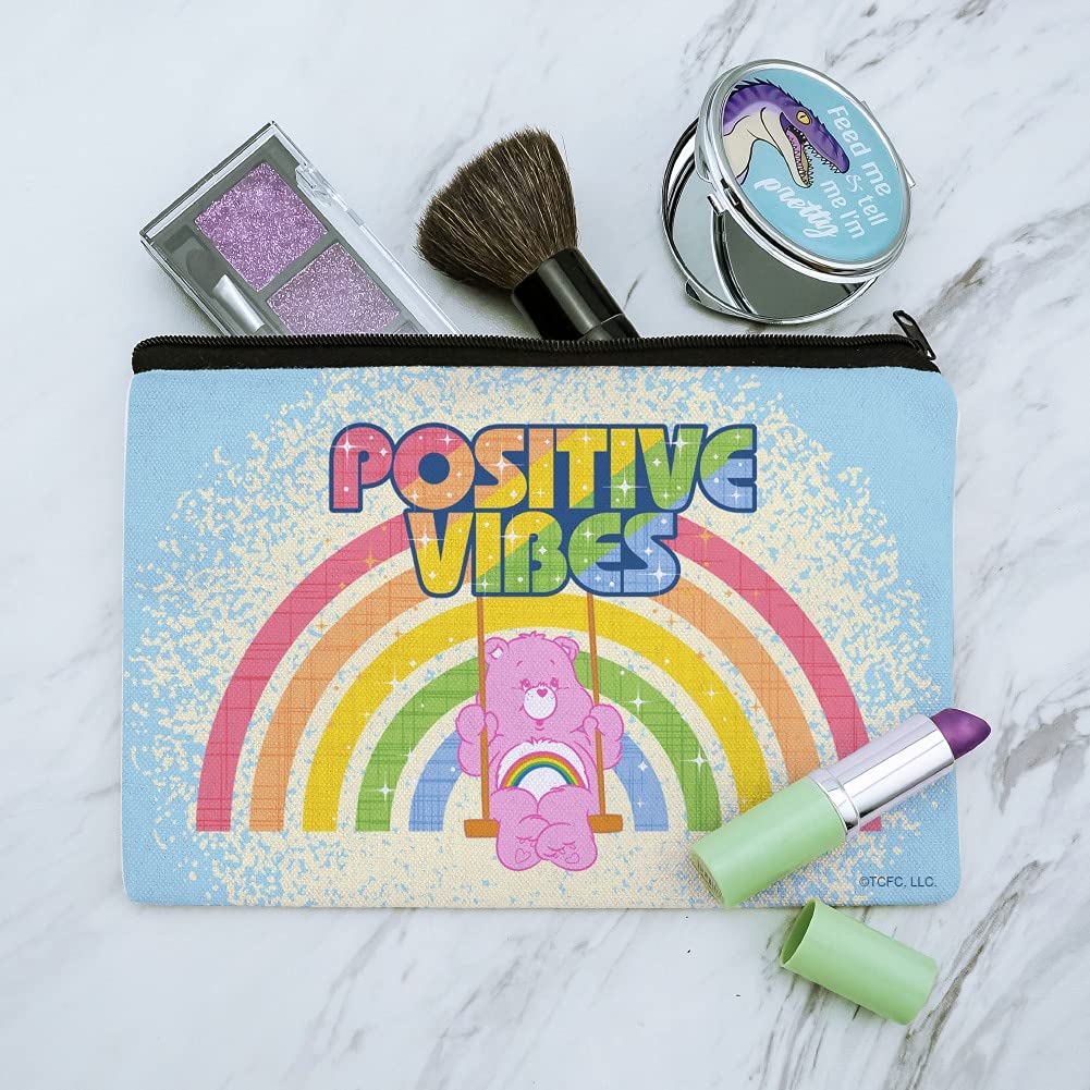 Care Bears Cheer Bear Makeup Bag - Cute Cosmetic Organizer Pouch for Travel & Daily Use - Positive Vibes Design - Perfect for Makeup, Toiletries & Small Essentials Storage