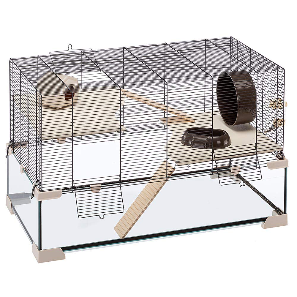 Ferplast Karat 80 Hamster Cage 31 x 18 x 21 Inches - Spacious Black Mouse Habitat with Durable Metal Bars & Deep Base - Perfect for Hamsters, Mice, Gerbils & Small Pets - Ideal for Home, Classroom or Office Use