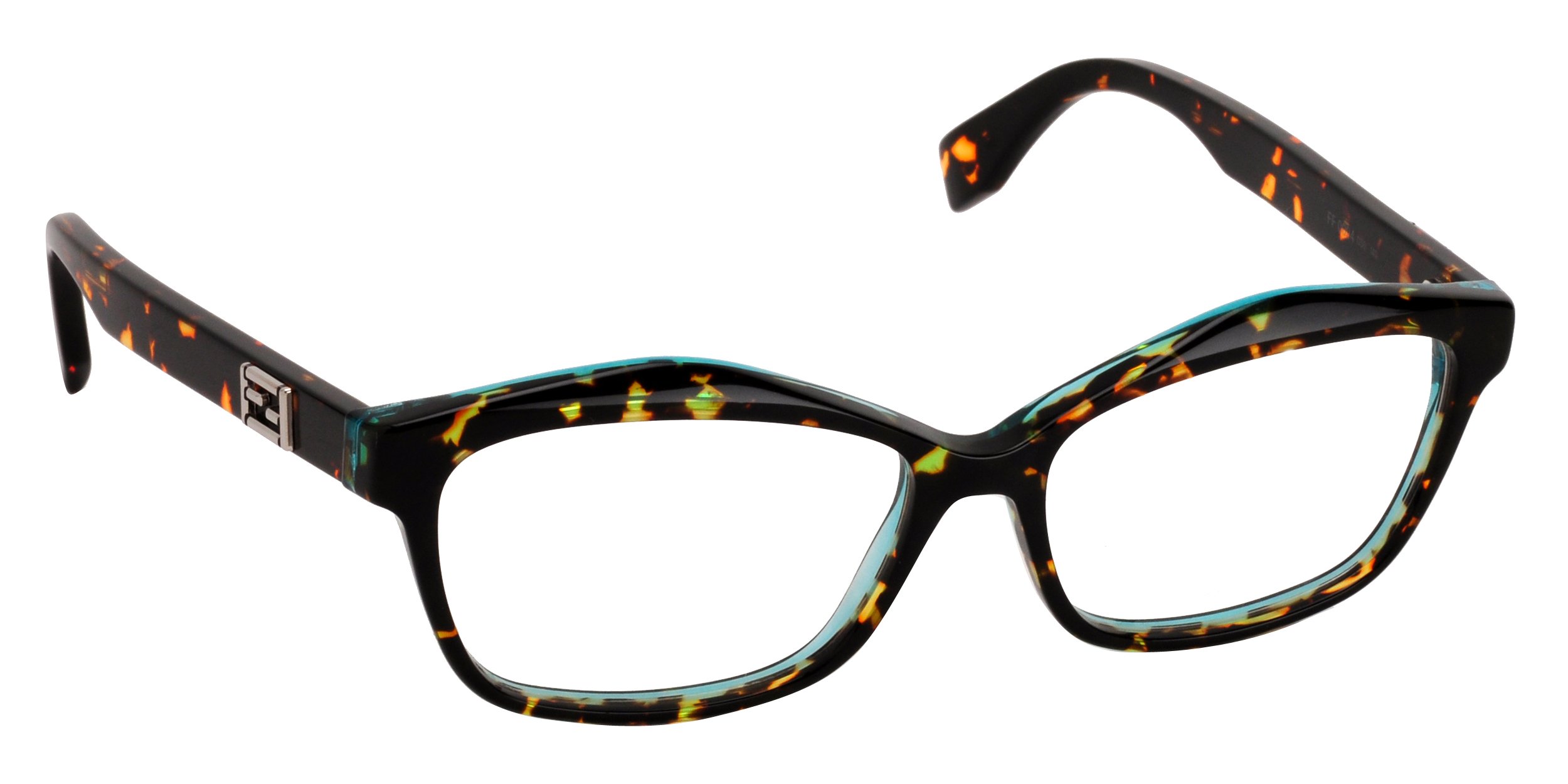 Fendi Women's 0094 Eyeglasses Frames 54mm Havana Acetate Sunglasses - Orange Spotted Aqua D59 for Fashion & Luxury Eyewear | Perfect for Summer Outfits, Beach Vacations & Stylish Occasions