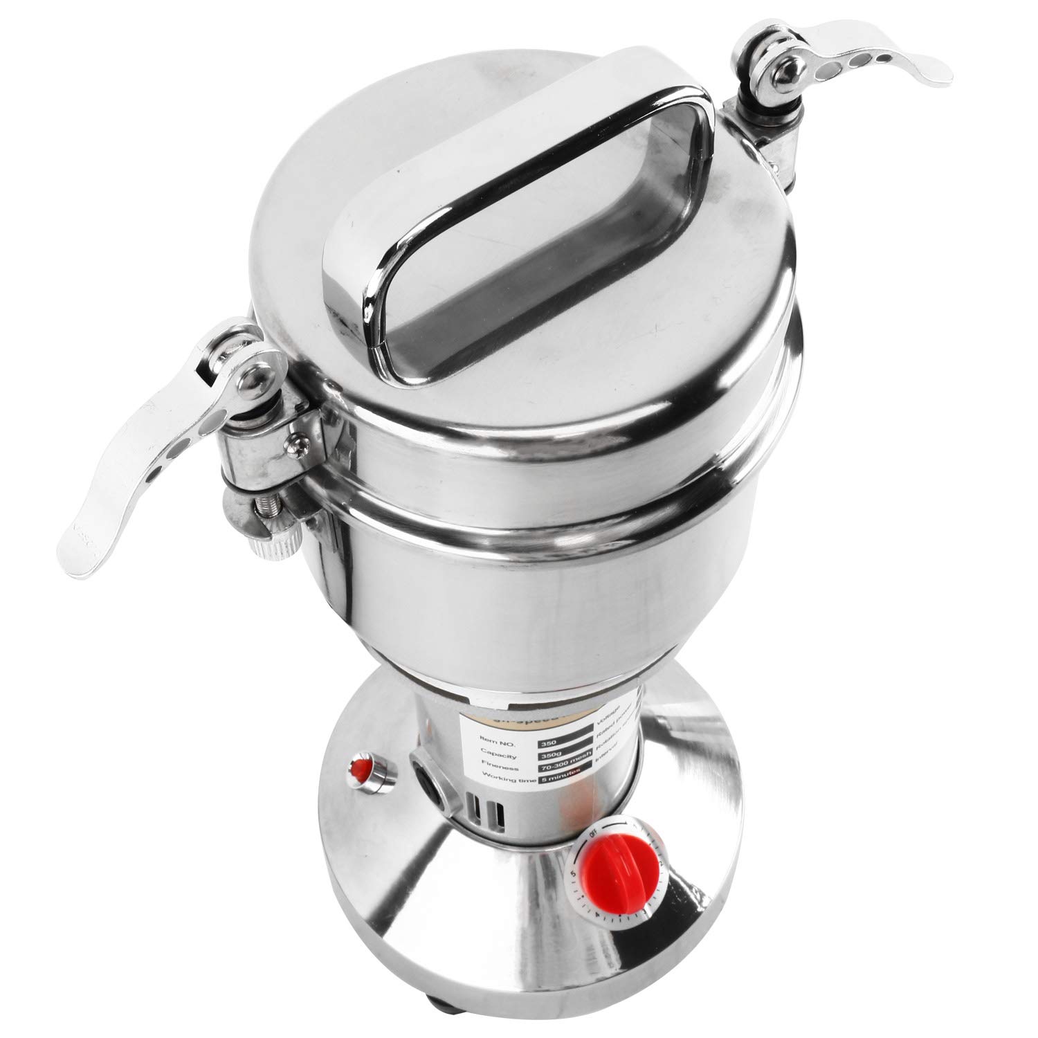 350g High-Speed Electric Grain Mill Grinder - 1500W Commercial Stainless Steel Powder Machine for Spices, Herbs, Coffee & Pepper (70-300 Mesh, 28000 RPM) - Perfect for Home Kitchens, Bakeries & Coffee Shops