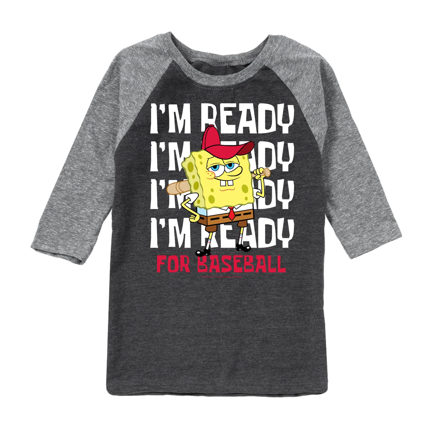 SpongeBob SquarePants Baseball Raglan Graphic T-Shirt for Toddlers & Kids | Soft Cotton Blend | Perfect for Baseball Games & Casual Wear