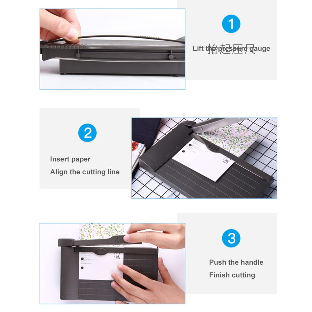iKASUS Mini Paper Cutter with Grid Lines & Scale - Guillotine Trimmer for Cardstock, Cardboard, Laminating Sheets & Photo Labels | Perfect for Office, School & Photo Studio Projects | DIY Scrapbooking, Crafting & Document Cutting