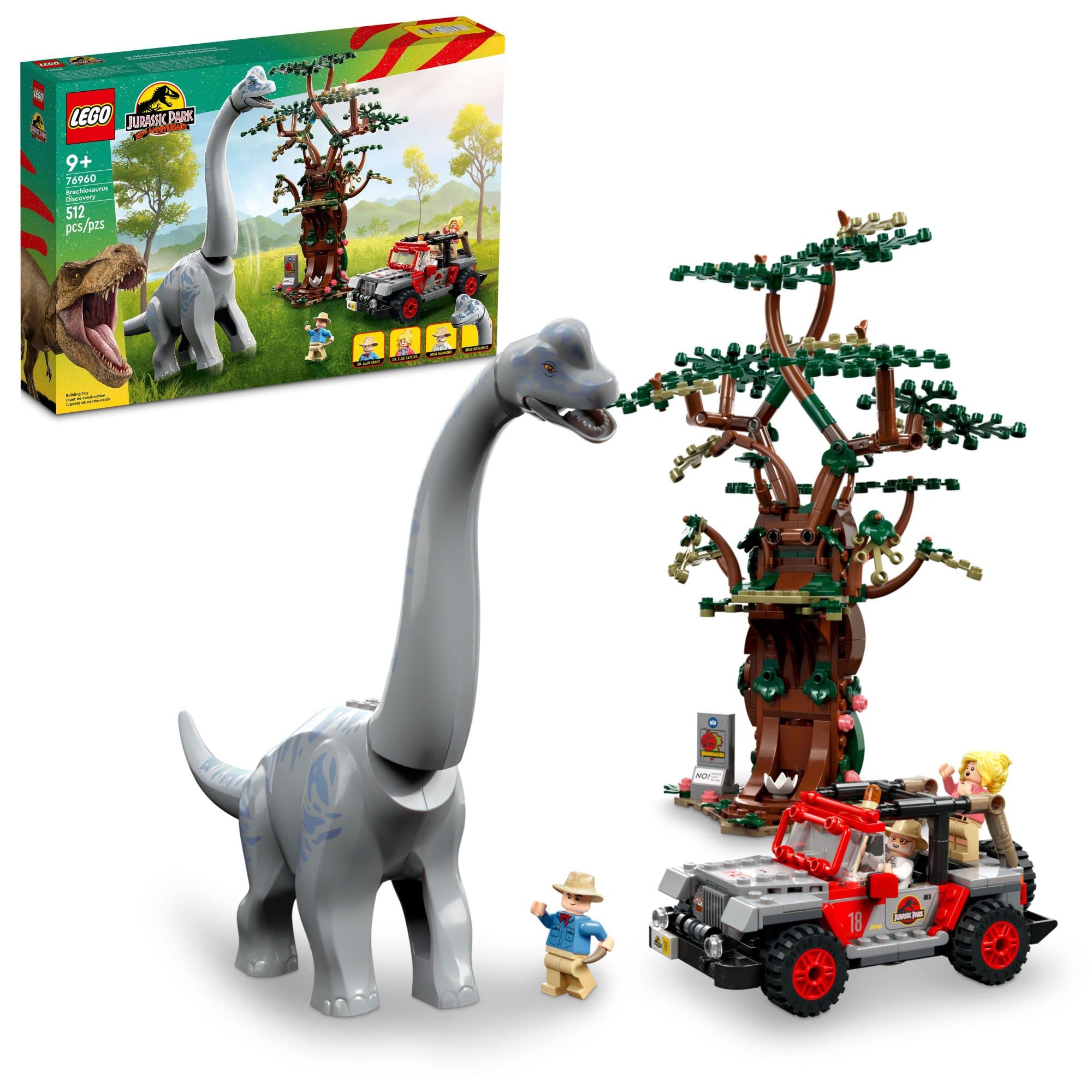 LEGO Jurassic World Brachiosaurus Discovery 76960 Dinosaur Building Set - 30th Anniversary Edition with Large Brachiosaurus Figure & Jeep Wrangler Toy - Creative STEM Gift for Kids Ages 9+ | Dinosaur Play, Collectible Display & Jurassic Park Adventure Scenes