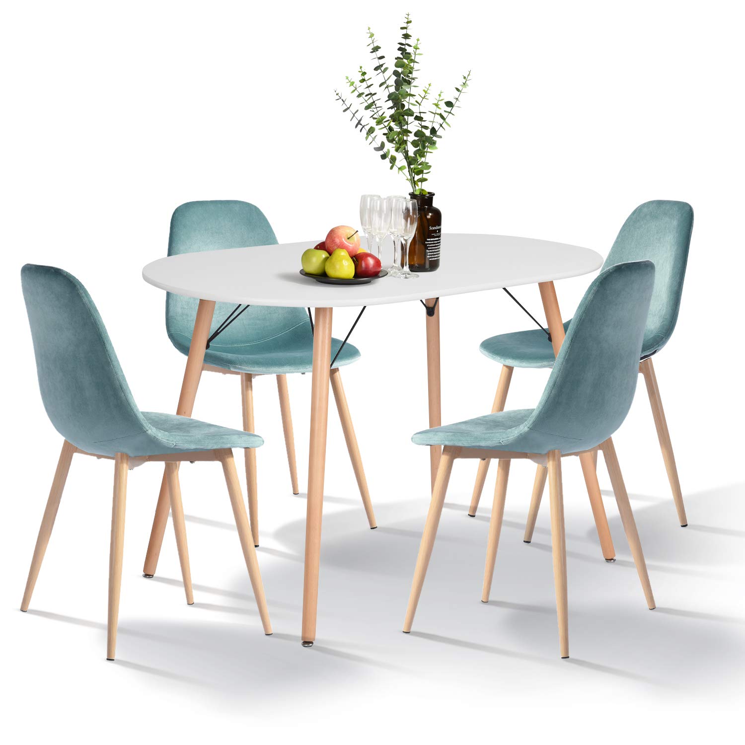 Mid Century Modern Dining Table - White Kitchen Table for Home, Office, Bistro & Cafe | Simple & Stylish Computer Desk & Writing Table | Perfect for Small Spaces, Breakfast Nook & Cozy Dining