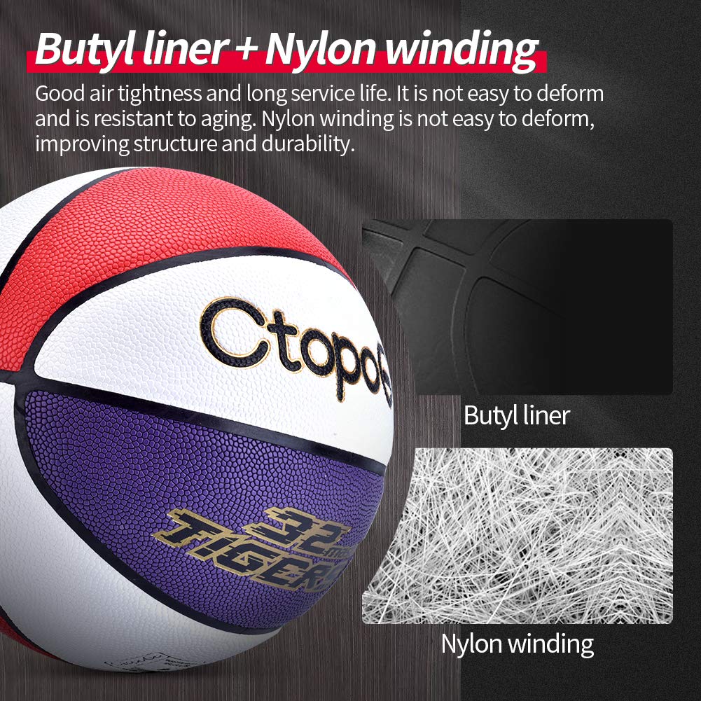 CtopoGo Size 7 Basketball - PU Leather for Indoor & Outdoor Games - Training & Match Use
