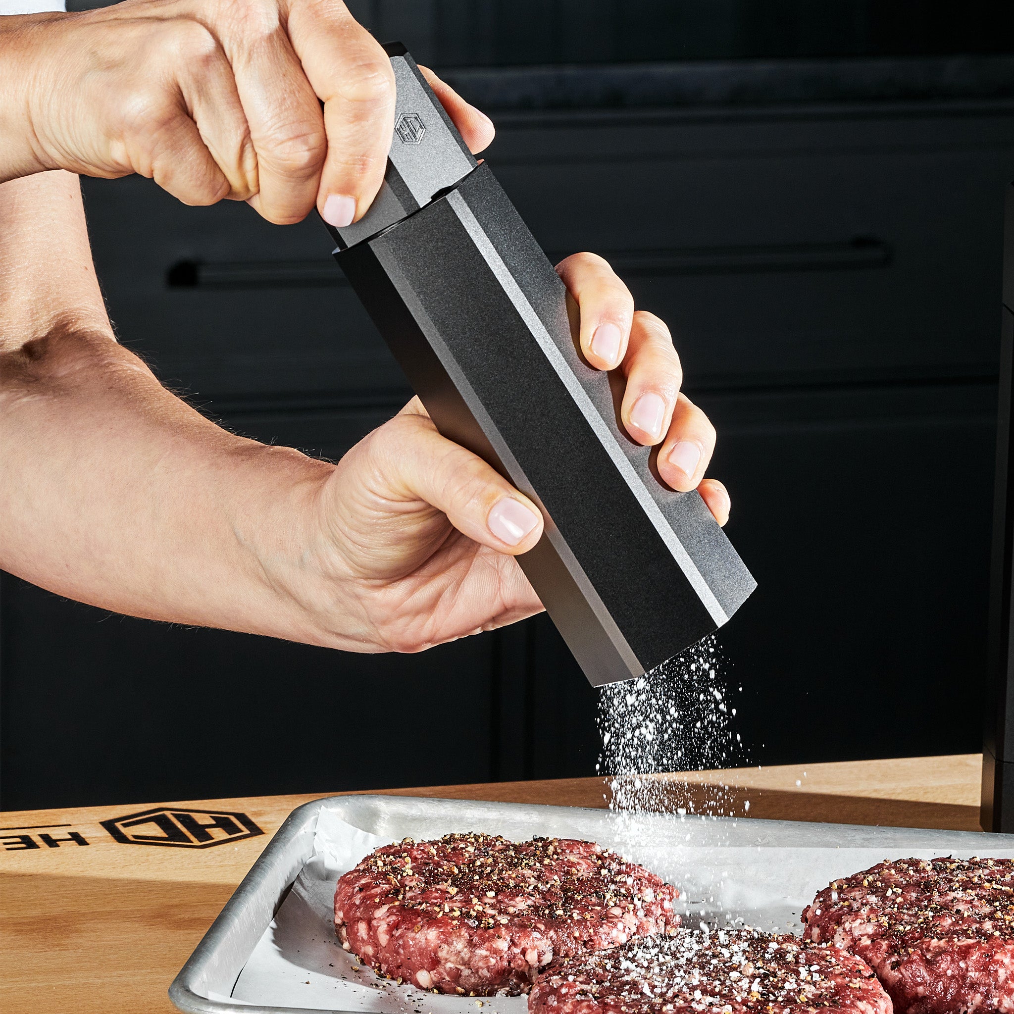 Premium HexMill Salt Grinder - Adjustable Ceramic Sea Salt Grinder for Cooking, Baking & Seasoning - Perfect for Kitchen, Dining Table & Outdoor BBQ