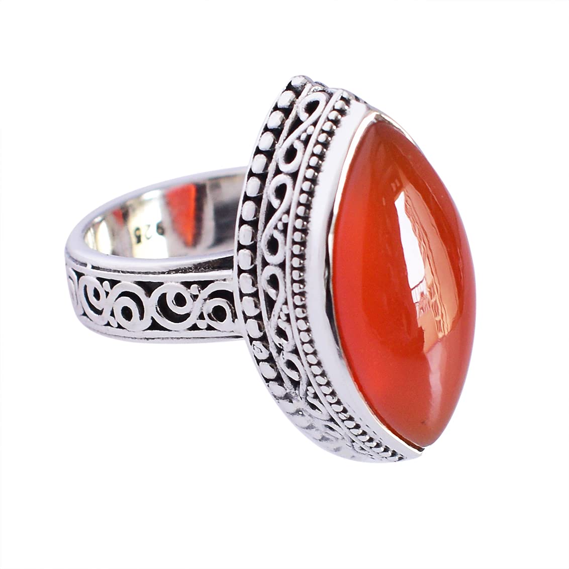 Natural Carnelian Gemstone 925 Sterling Silver Ring - Handmade Boho Jewelry for Women, Birthday Gift for Her, Spiritual Healing & Energy Stone Jewelry | Perfect for Meditation, Yoga & Everyday Wear
