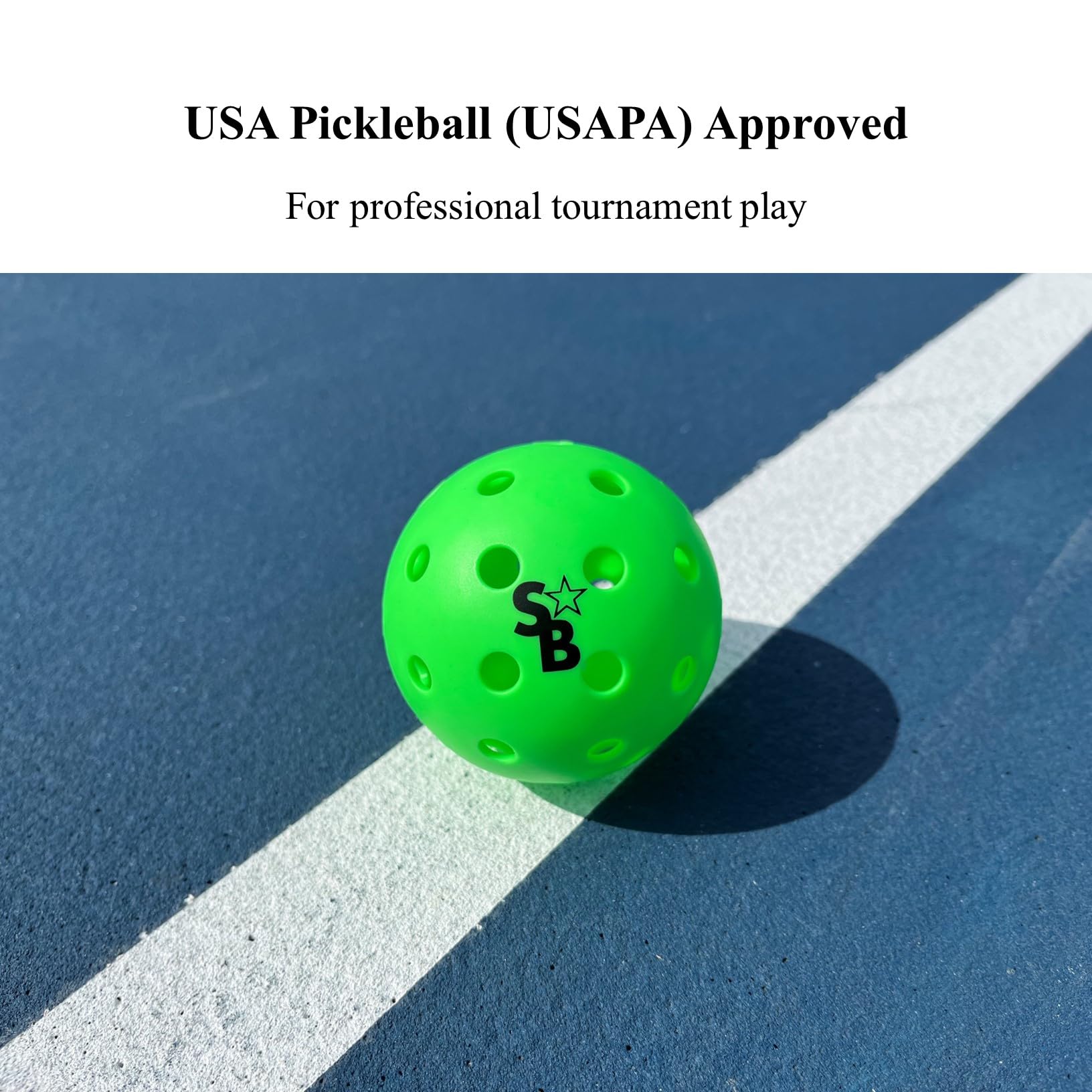 USAPA Approved SB Pickleball Balls 6 Pack - Professional Tournament Outdoor Balls with Supra-40 Holes | Neon Green Color | Hard Bounce for Competitive Play | Perfect for Backyard Games, Club Tournaments & Family Fun