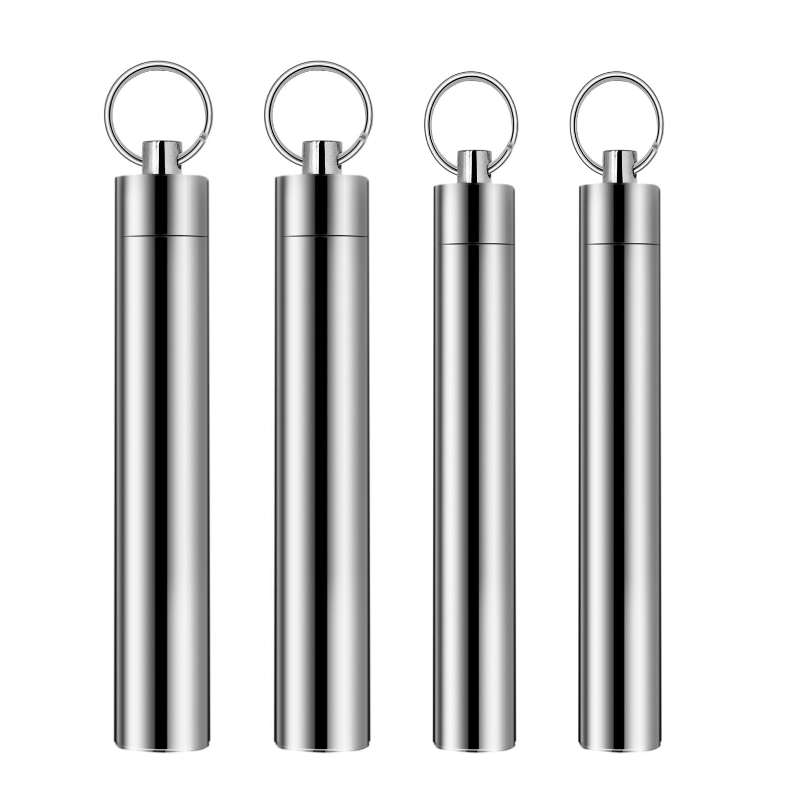 4 Pack Cobee Metal Toothpick Holder with Keychain - Portable Travel & Pocket Toothpick Case for Outdoor, Picnic, Camping - Perfect for Restaurants, Traveling, and Daily Use